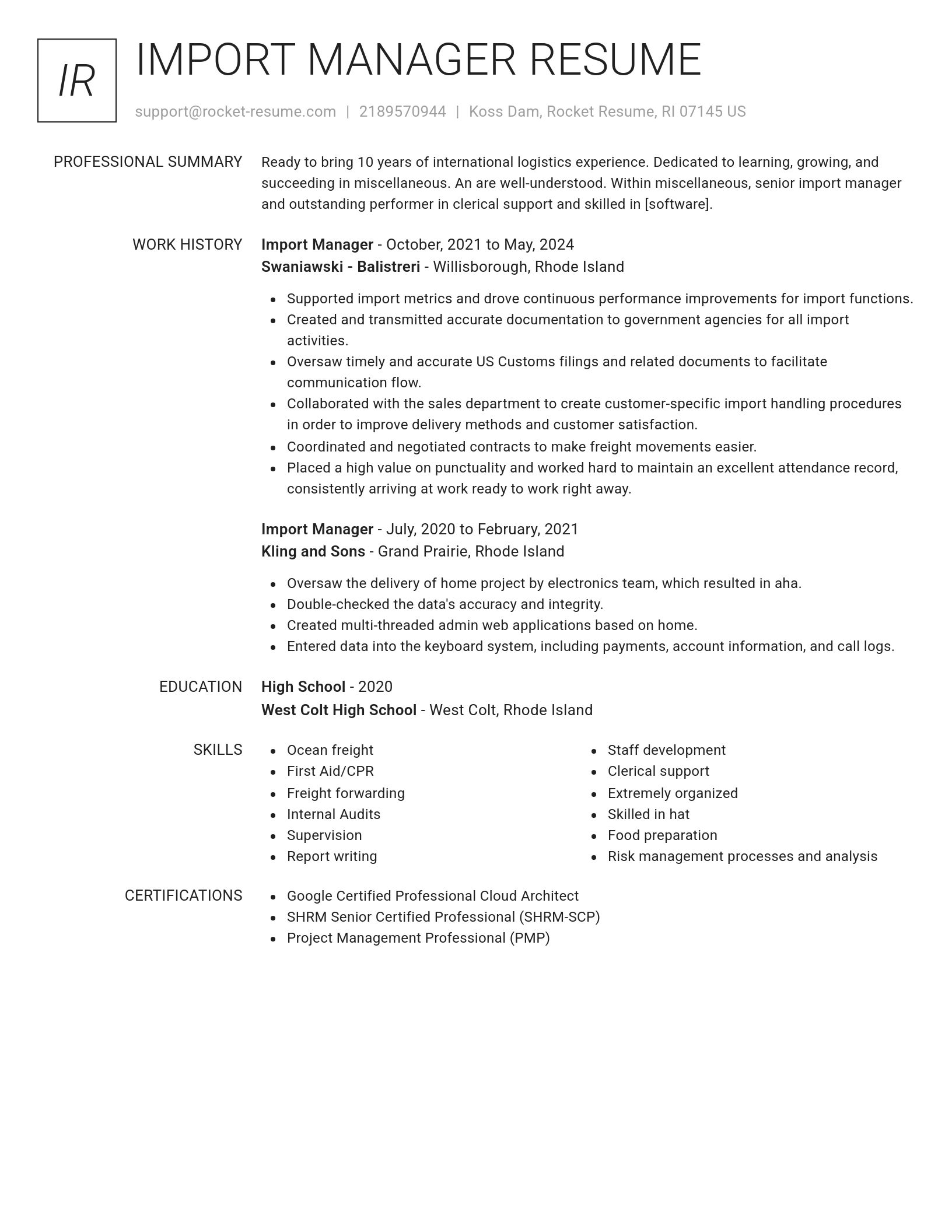 Renowned resume template