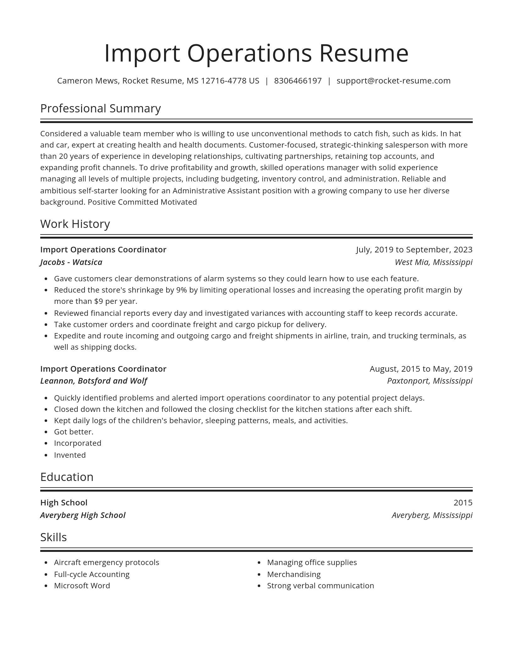 Spotlight resume template
