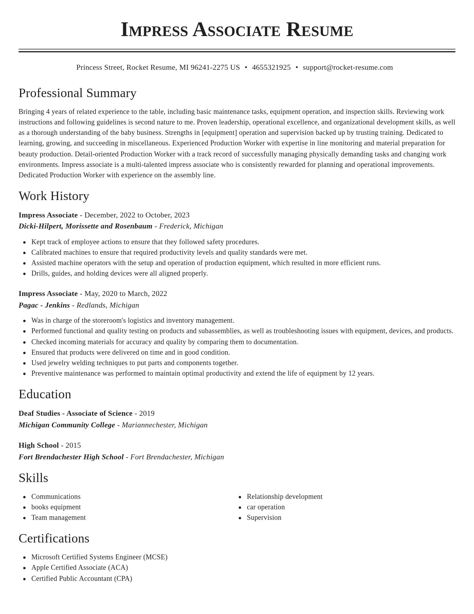 Classic resume template