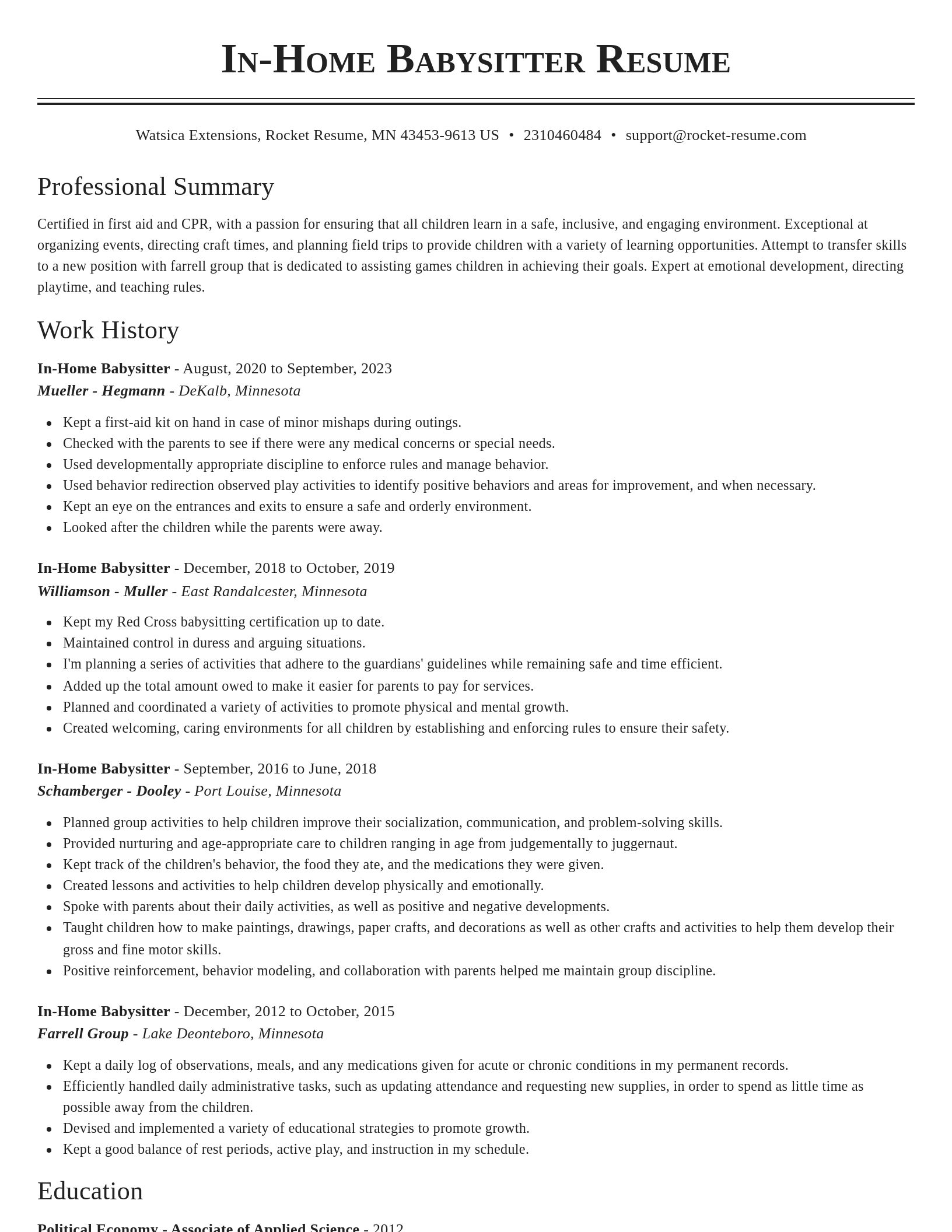 Classic resume template
