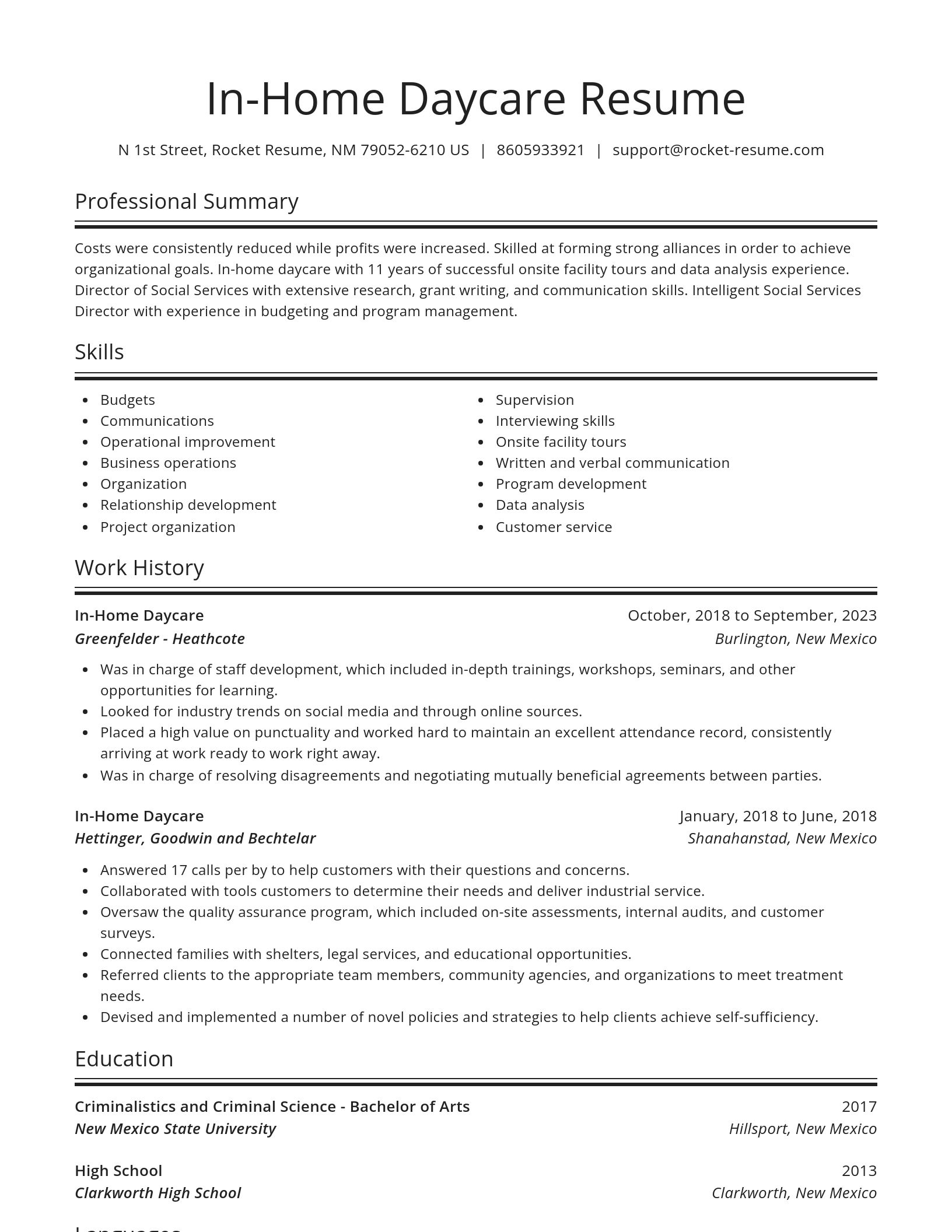 Spotlight resume template