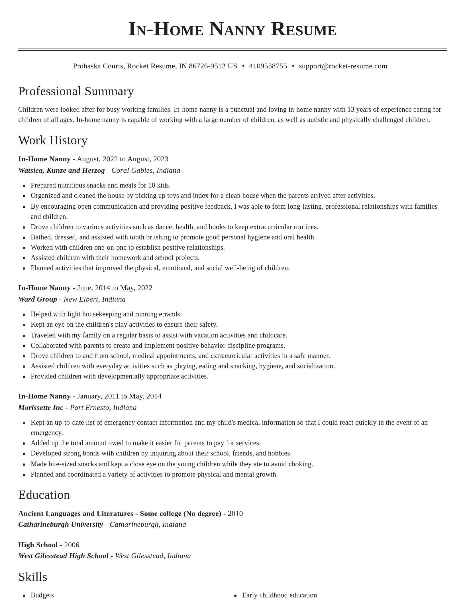 Classic resume template