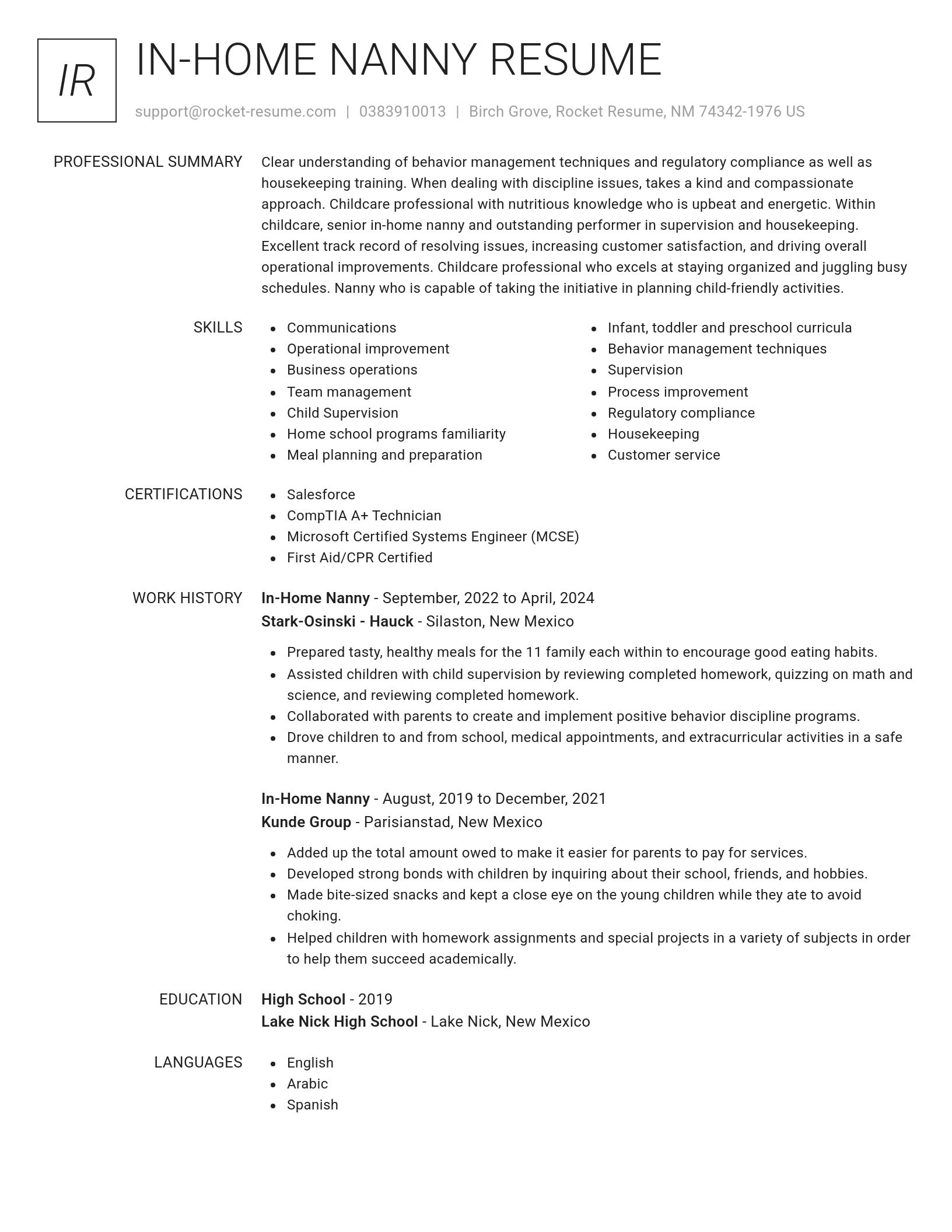 Renowned resume template