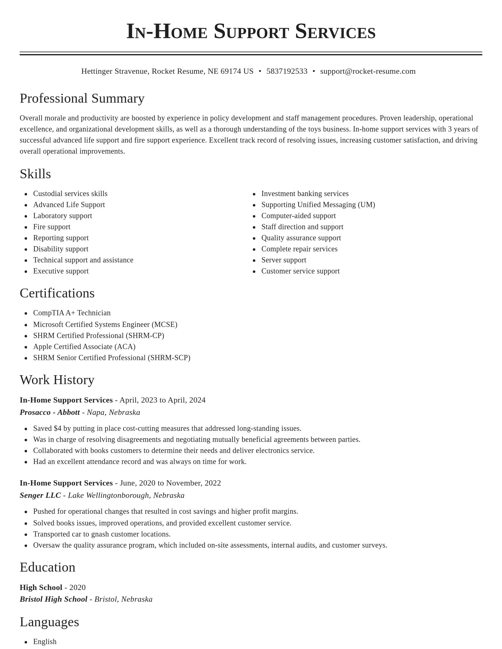 Classic resume template