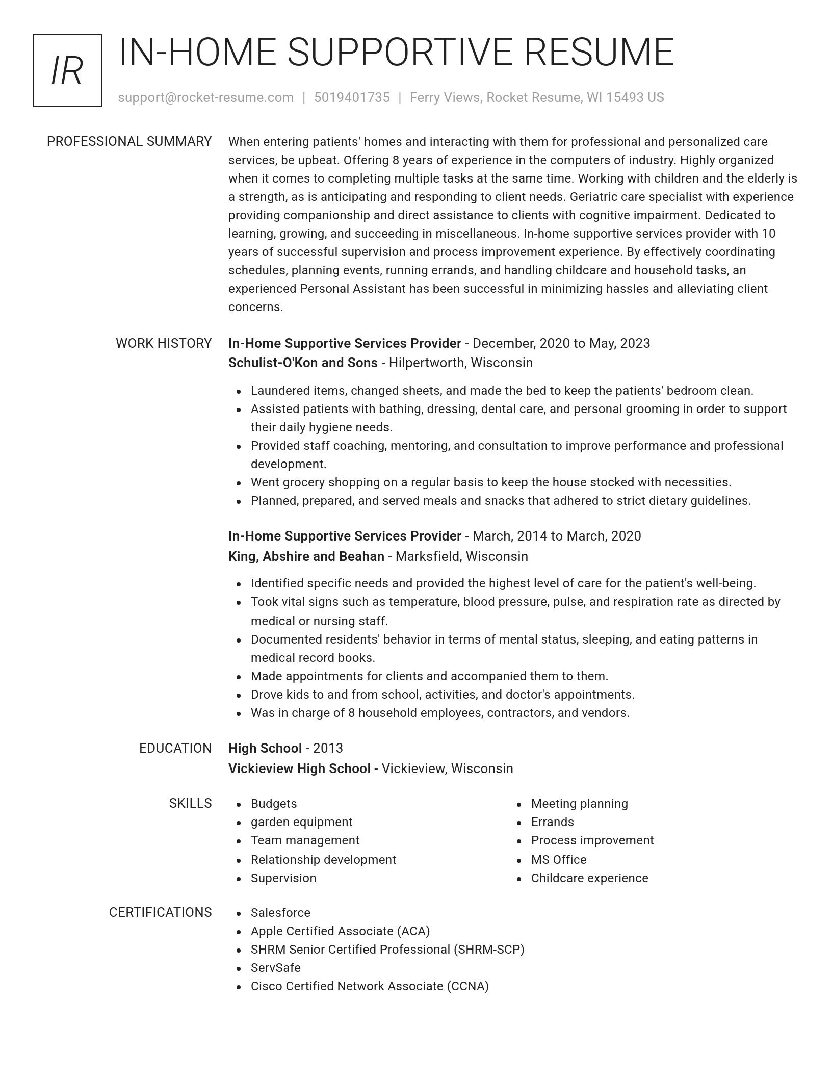 Renowned resume template