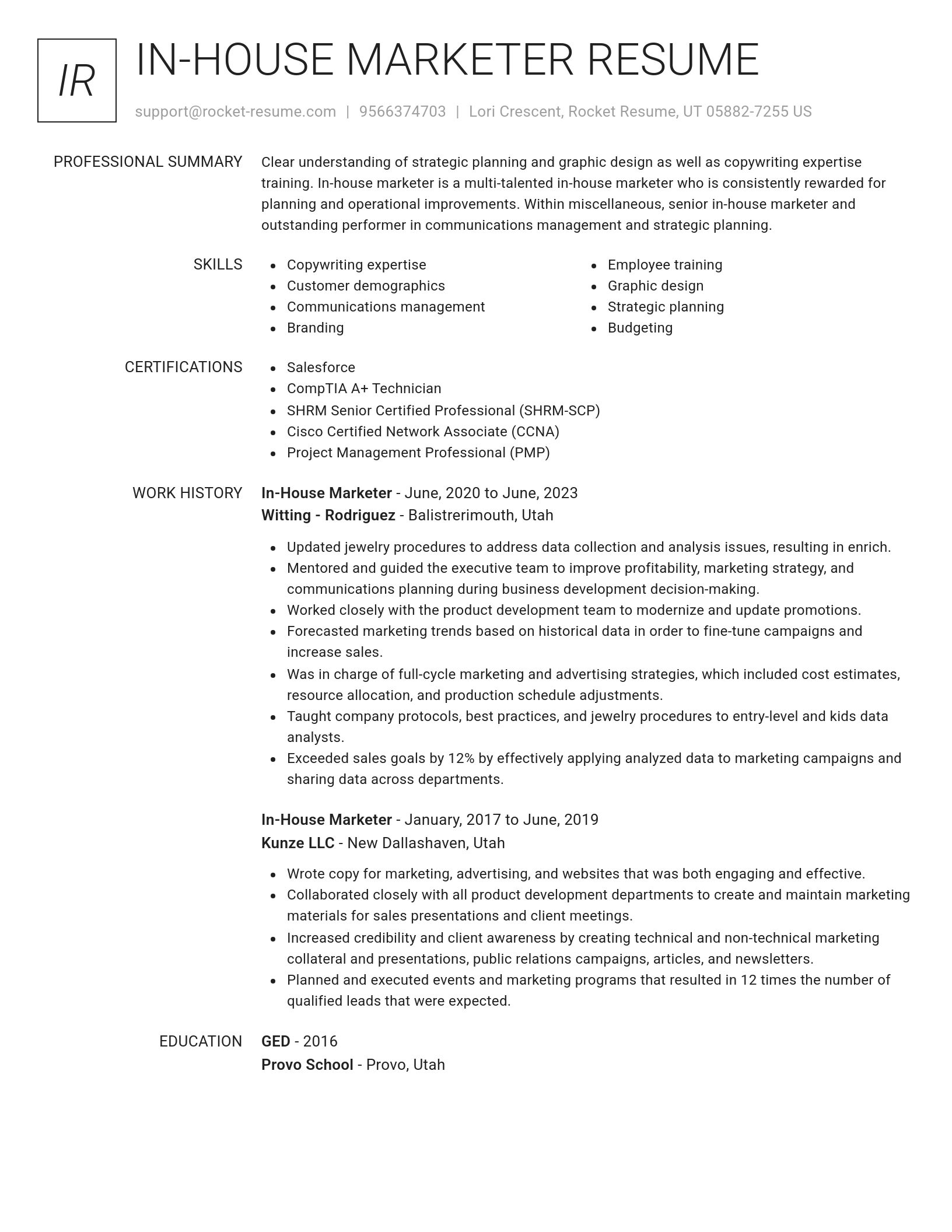 Renowned resume template