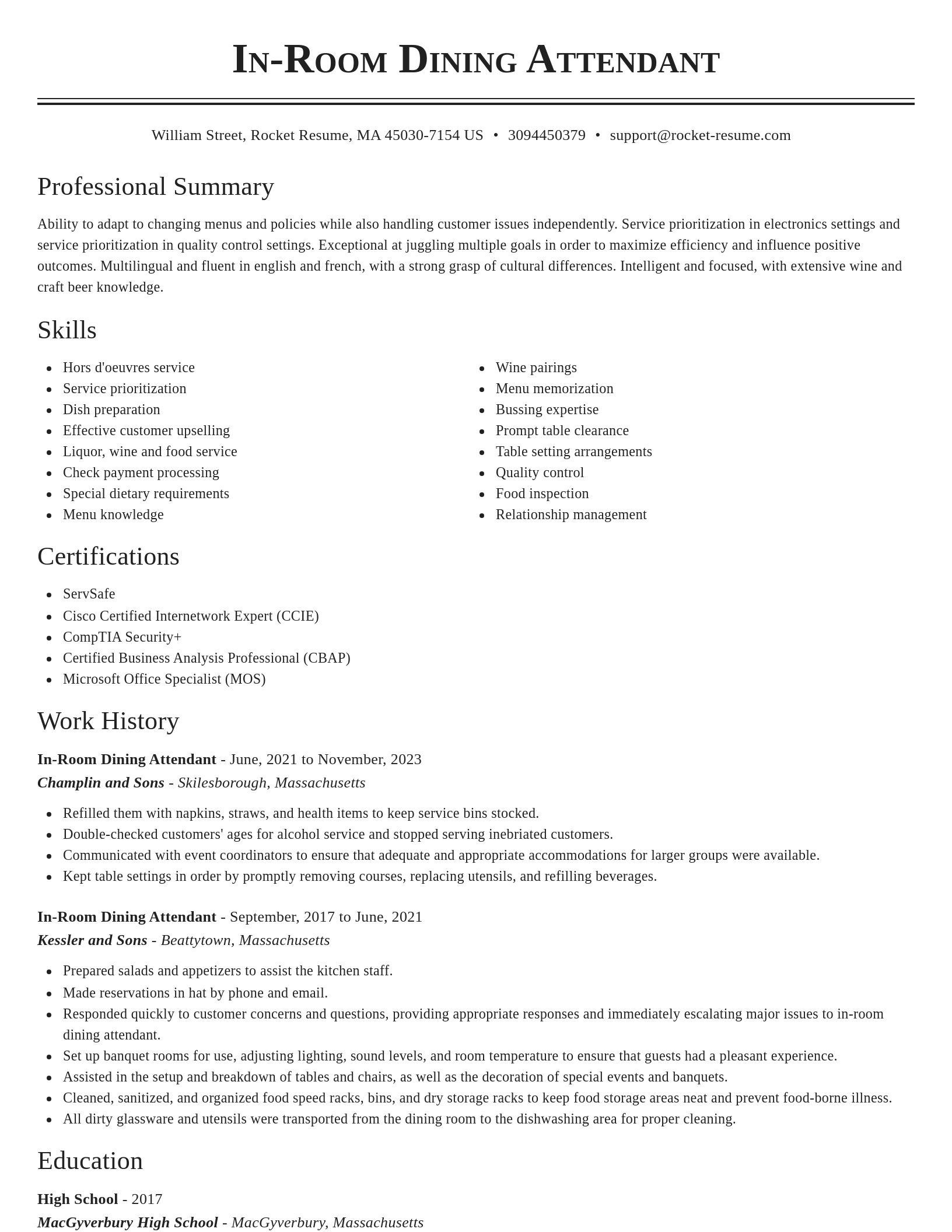 Classic resume template
