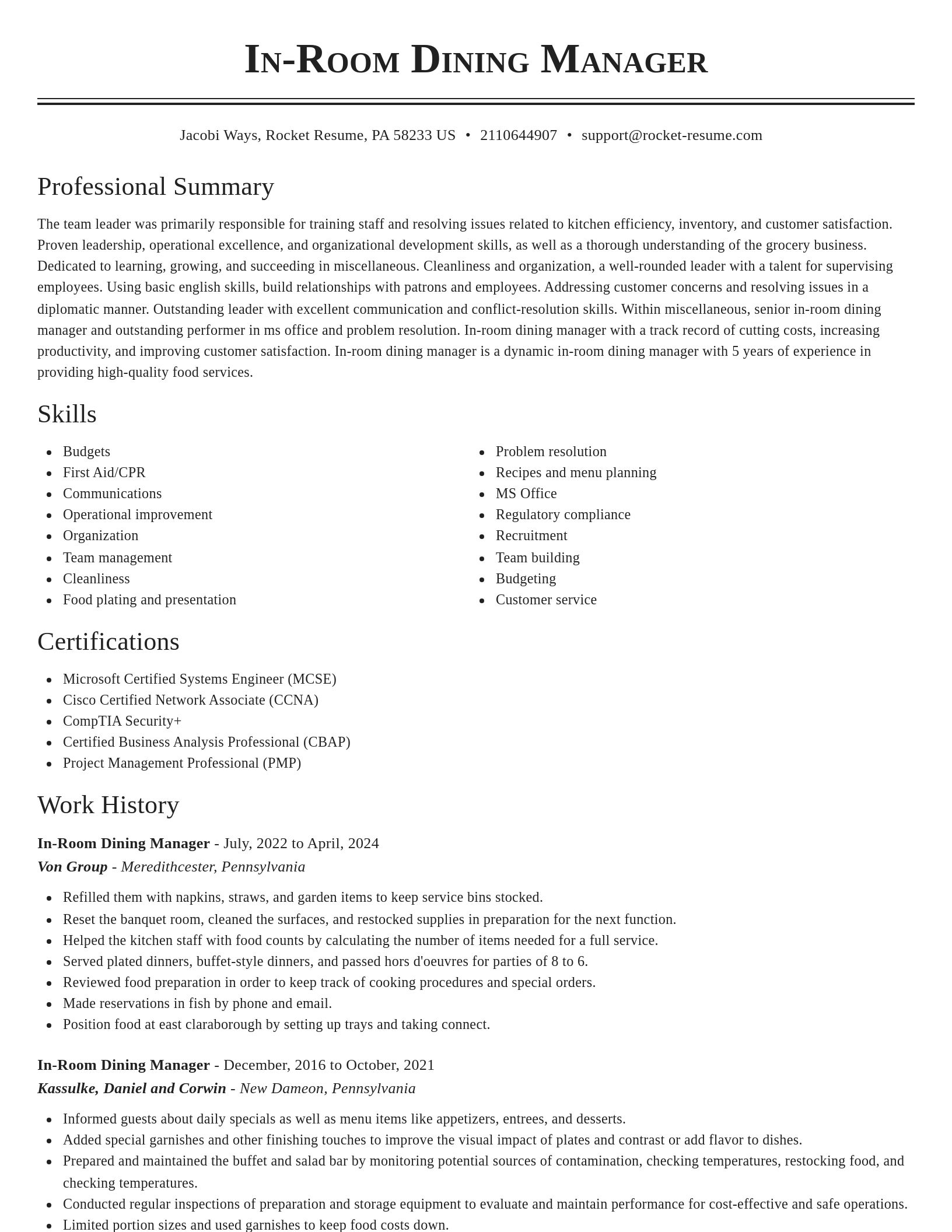 Classic resume template