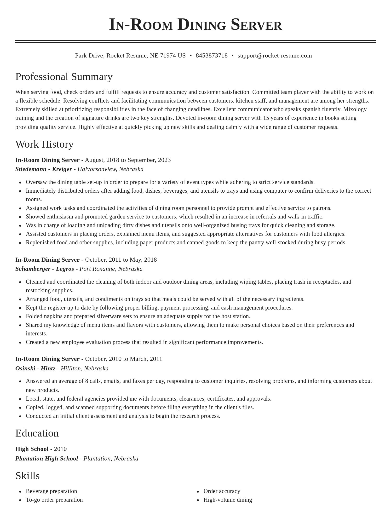Classic resume template