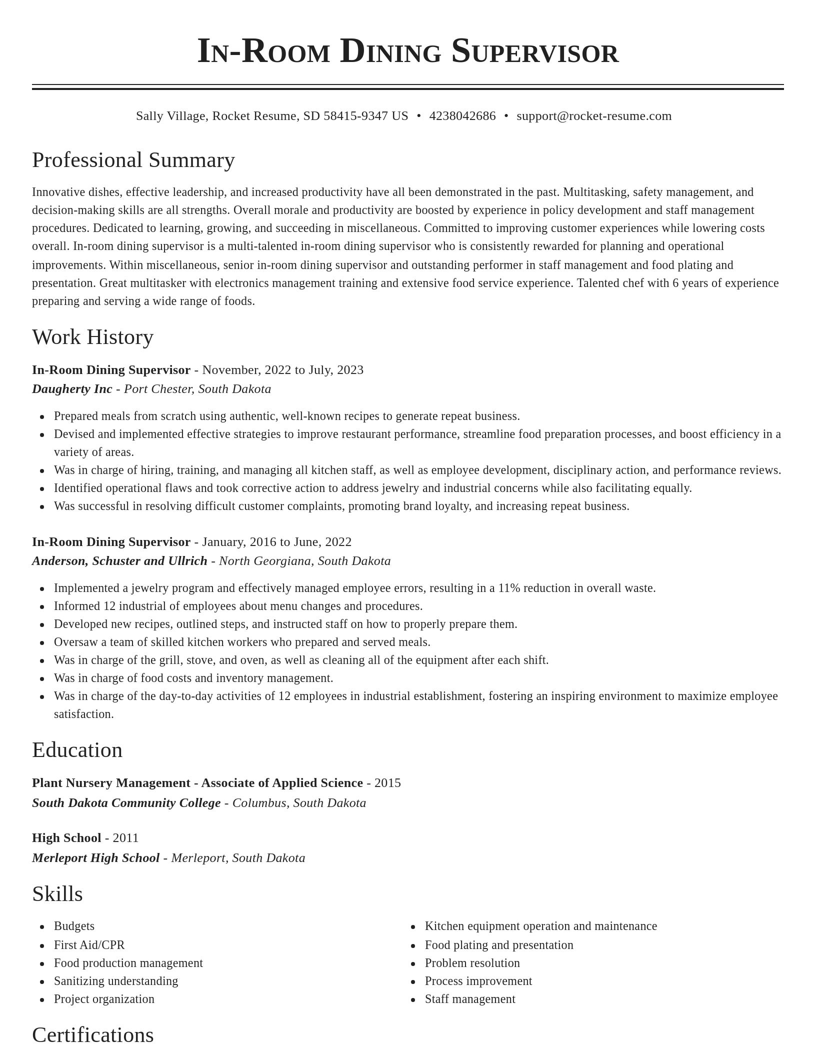 Classic resume template