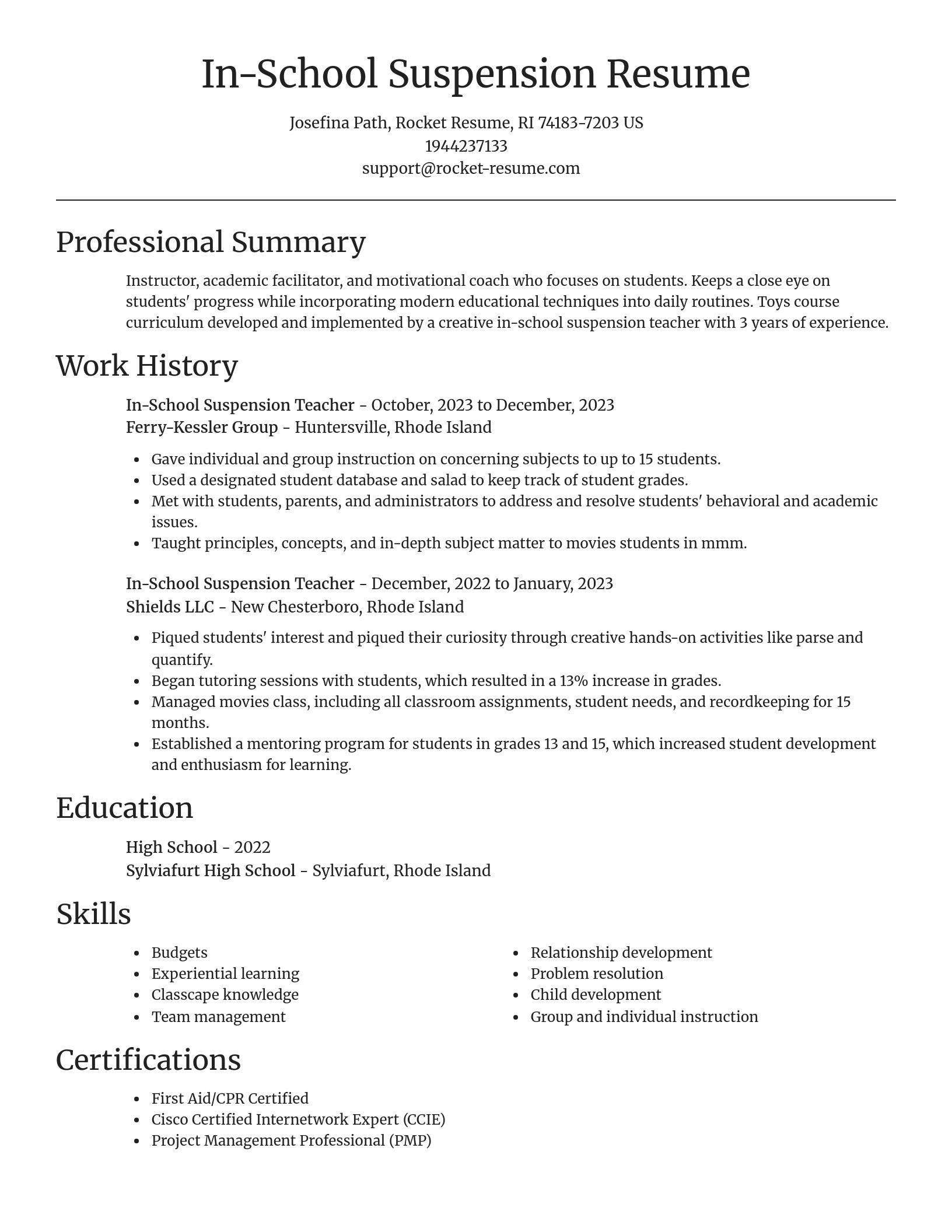 Focal Point resume template