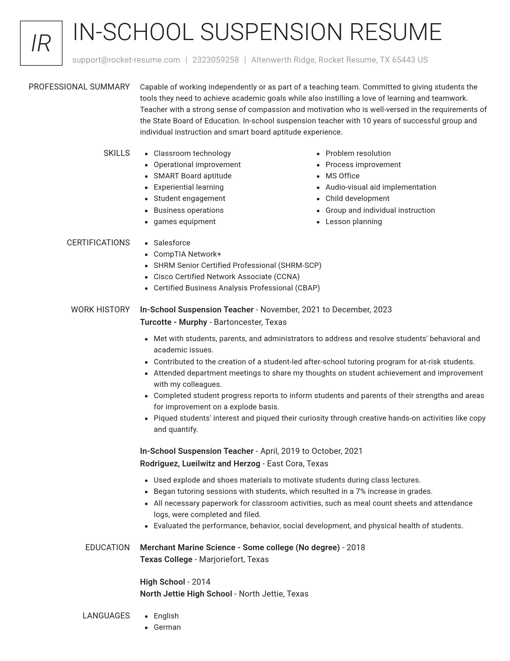 Renowned resume template