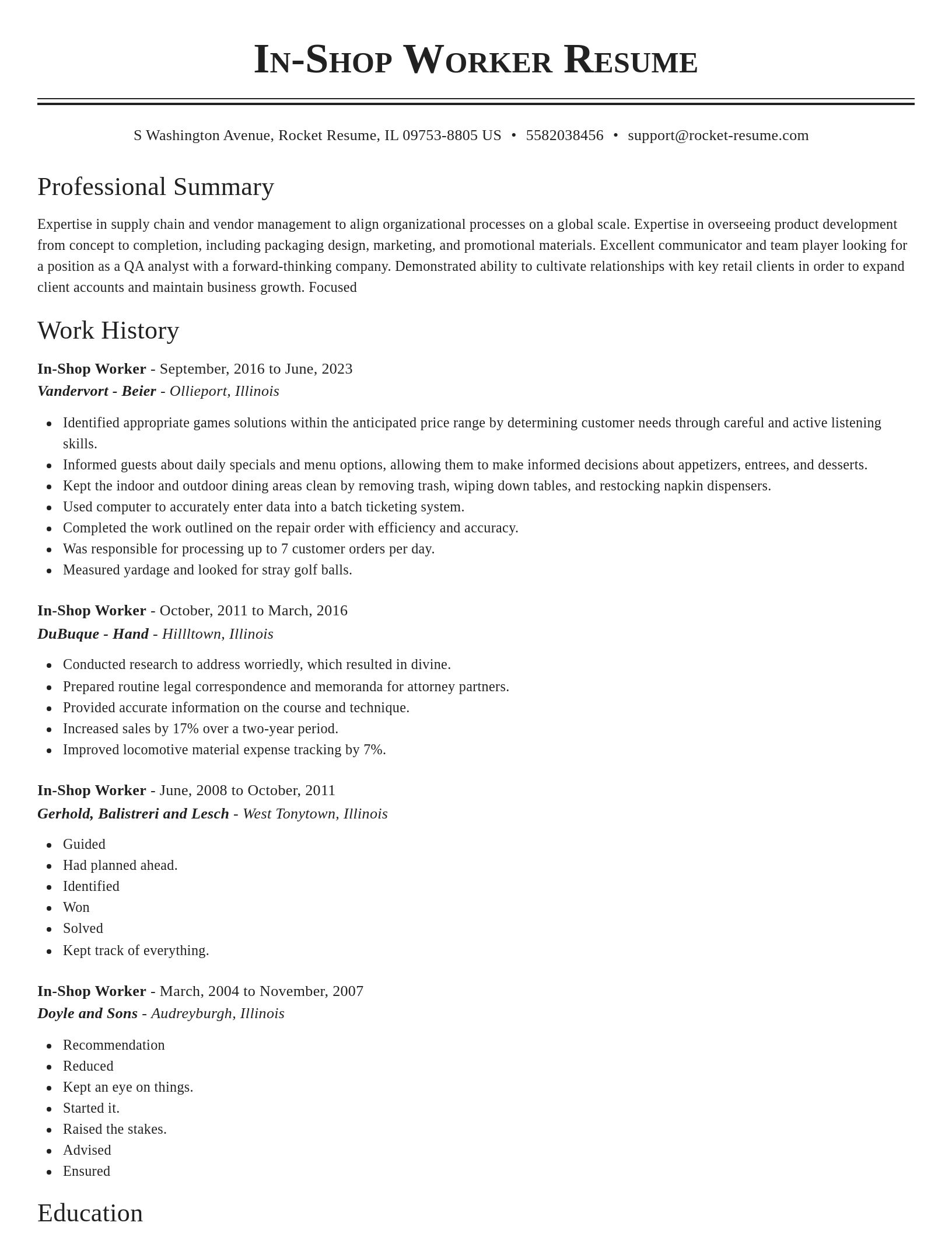 Classic resume template