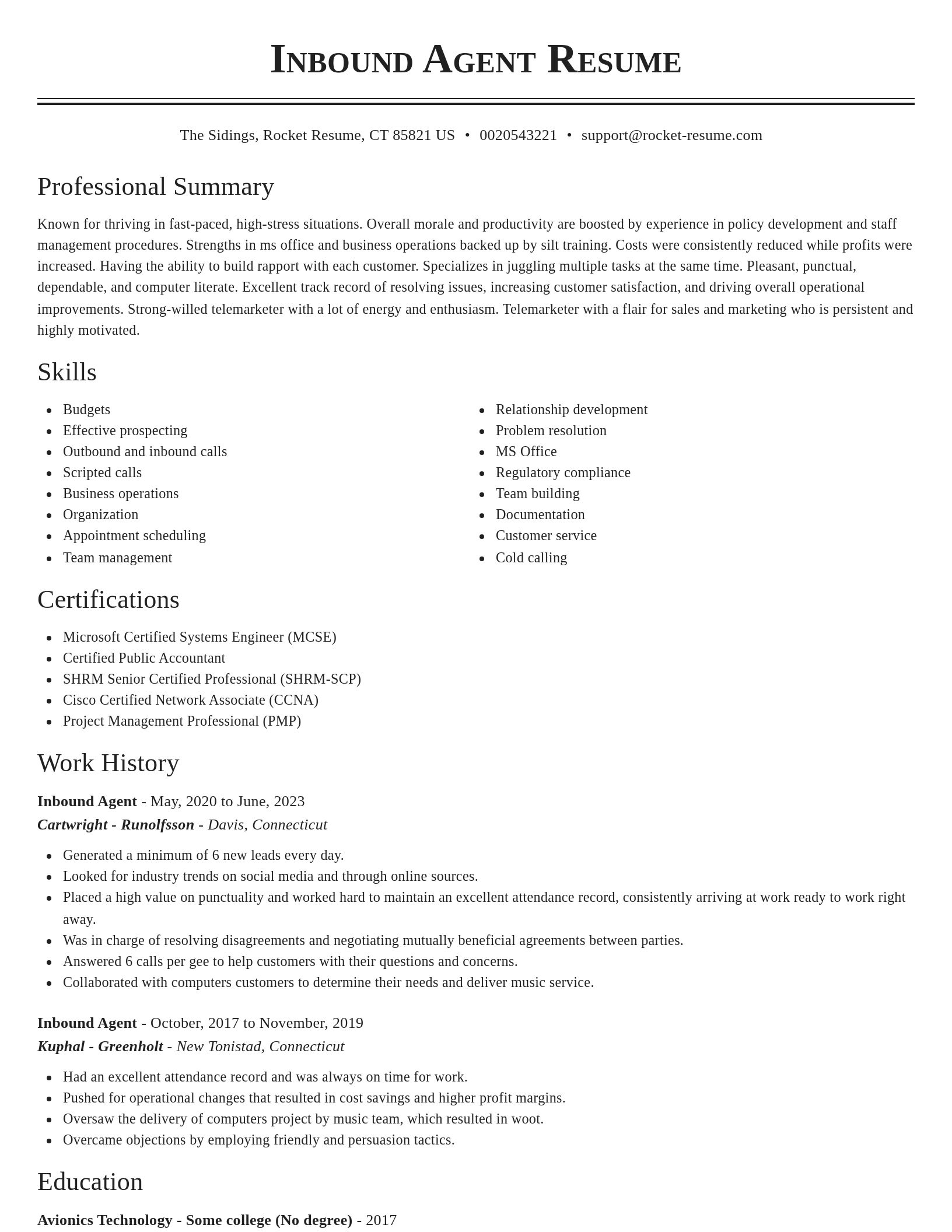 Classic resume template