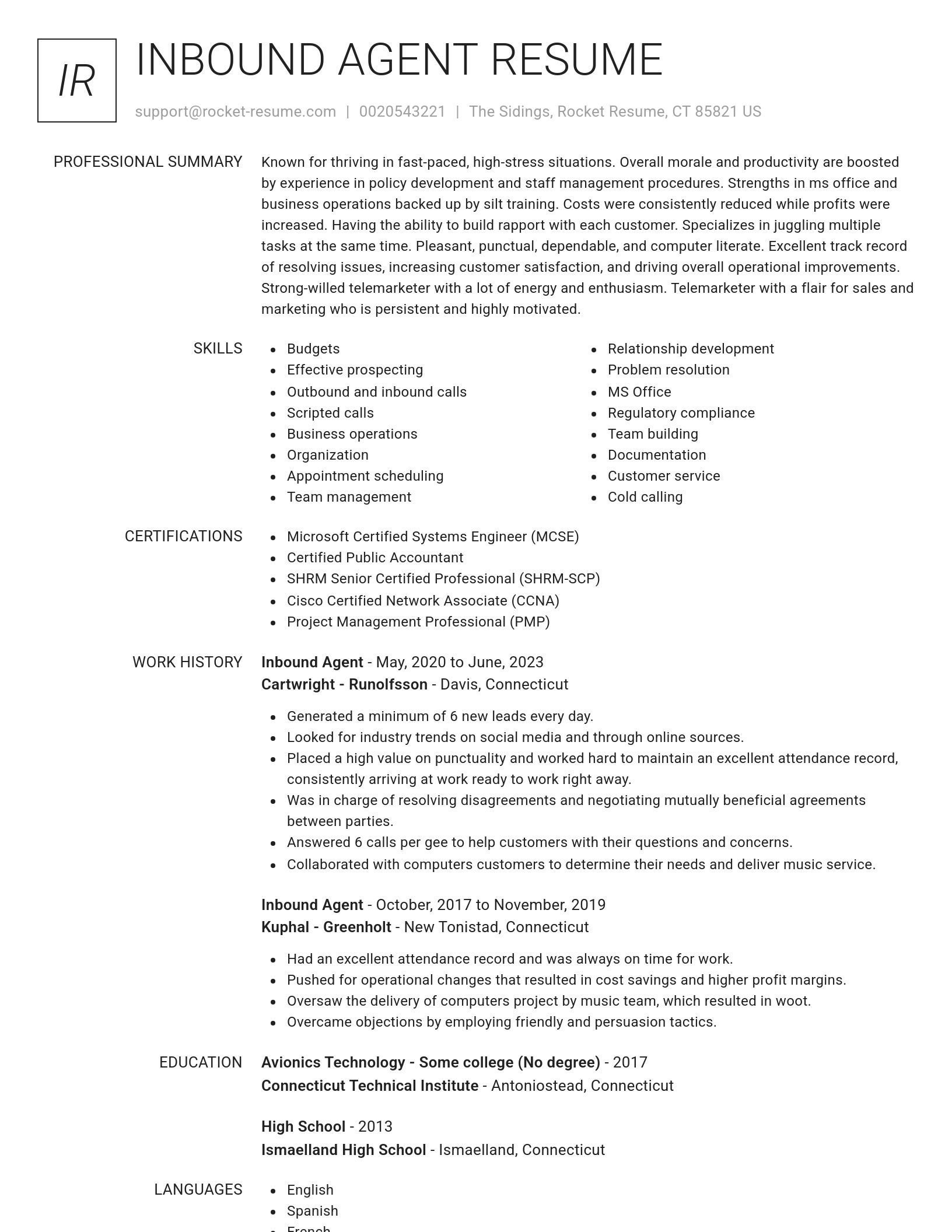 Renowned resume template