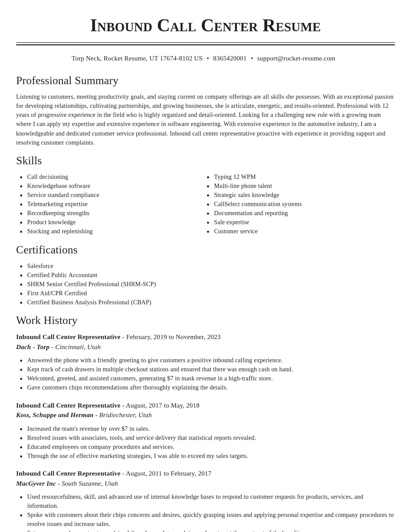 Classic resume template