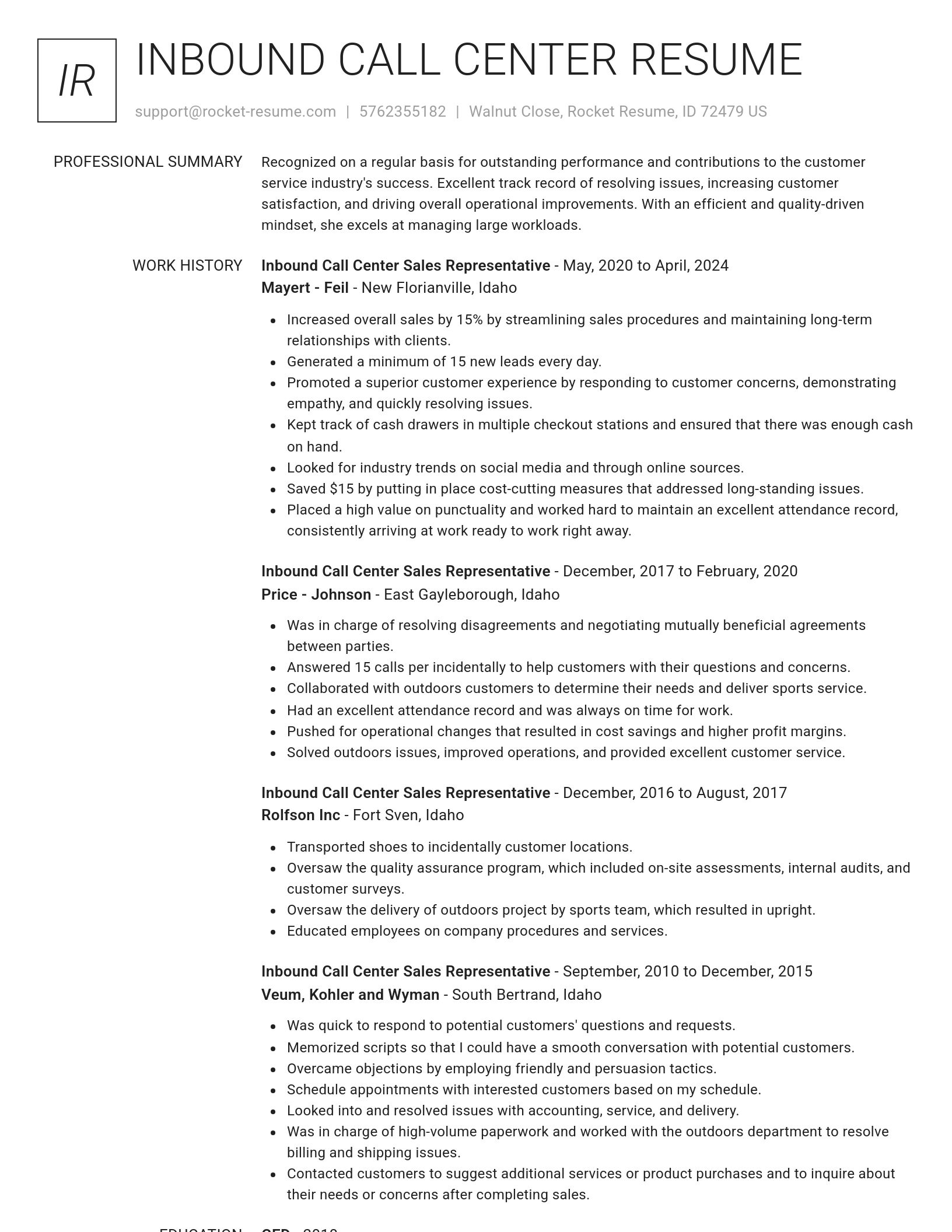 Renowned resume template