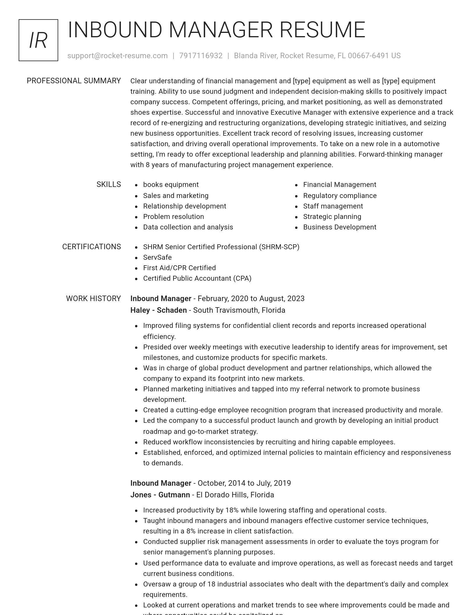 Renowned resume template