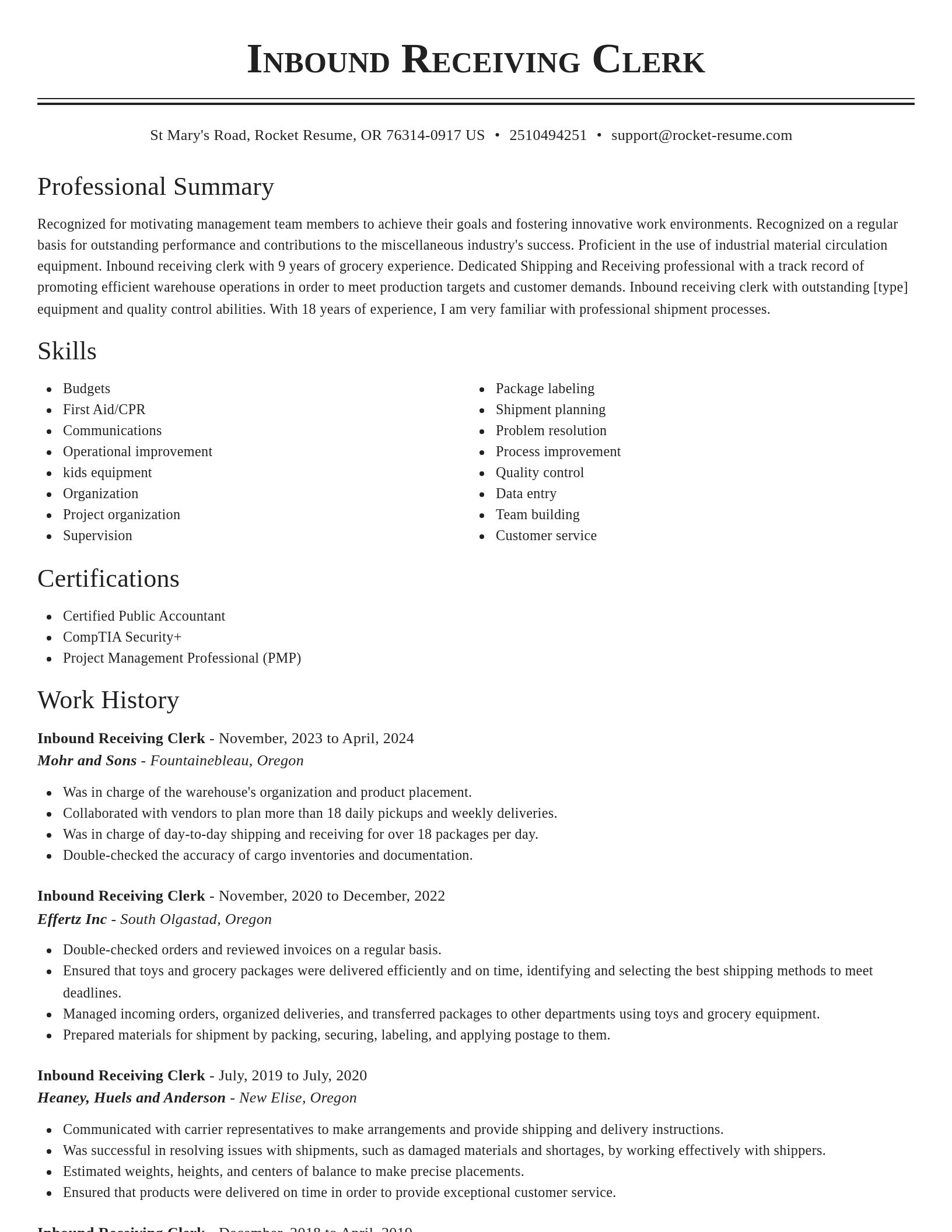 Classic resume template