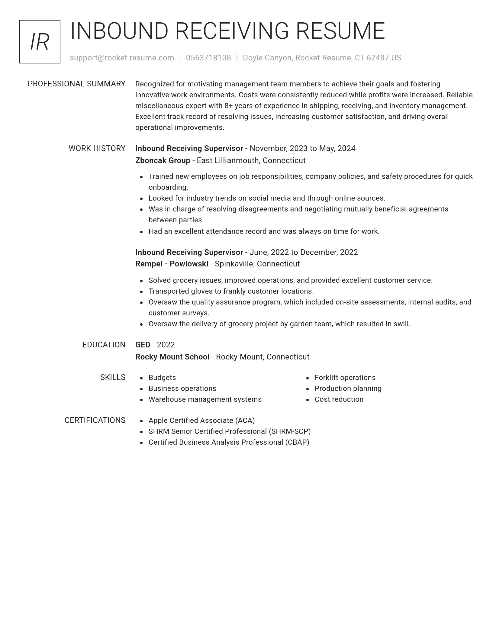 Renowned resume template