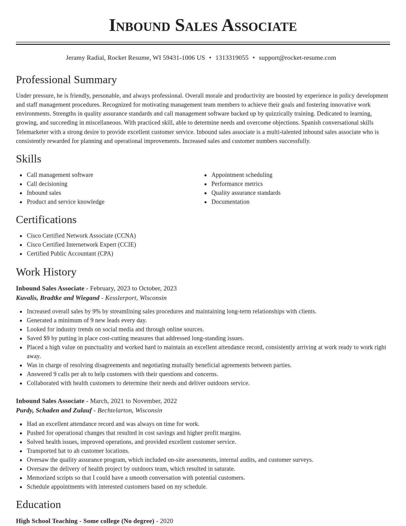 Classic resume template