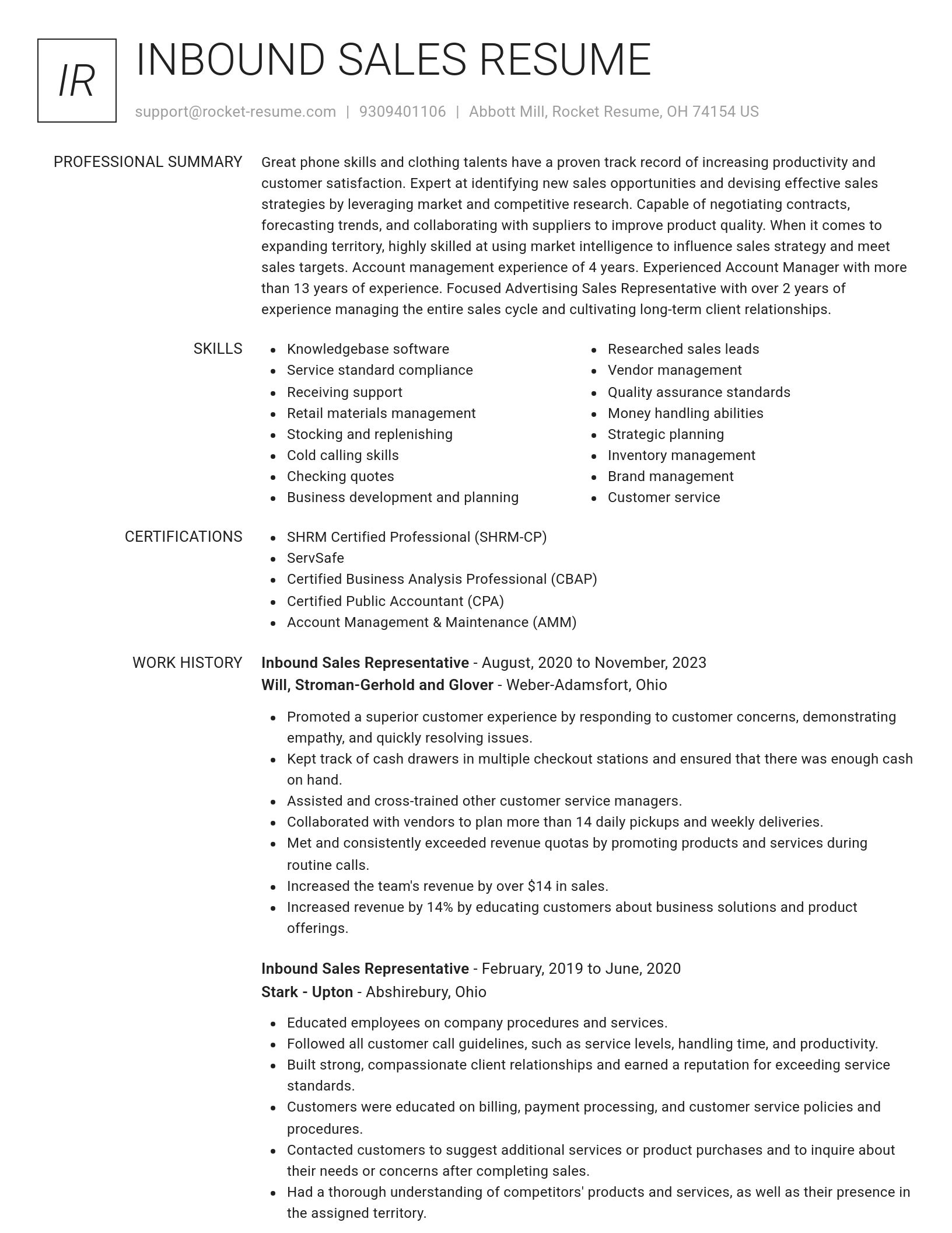 Renowned resume template
