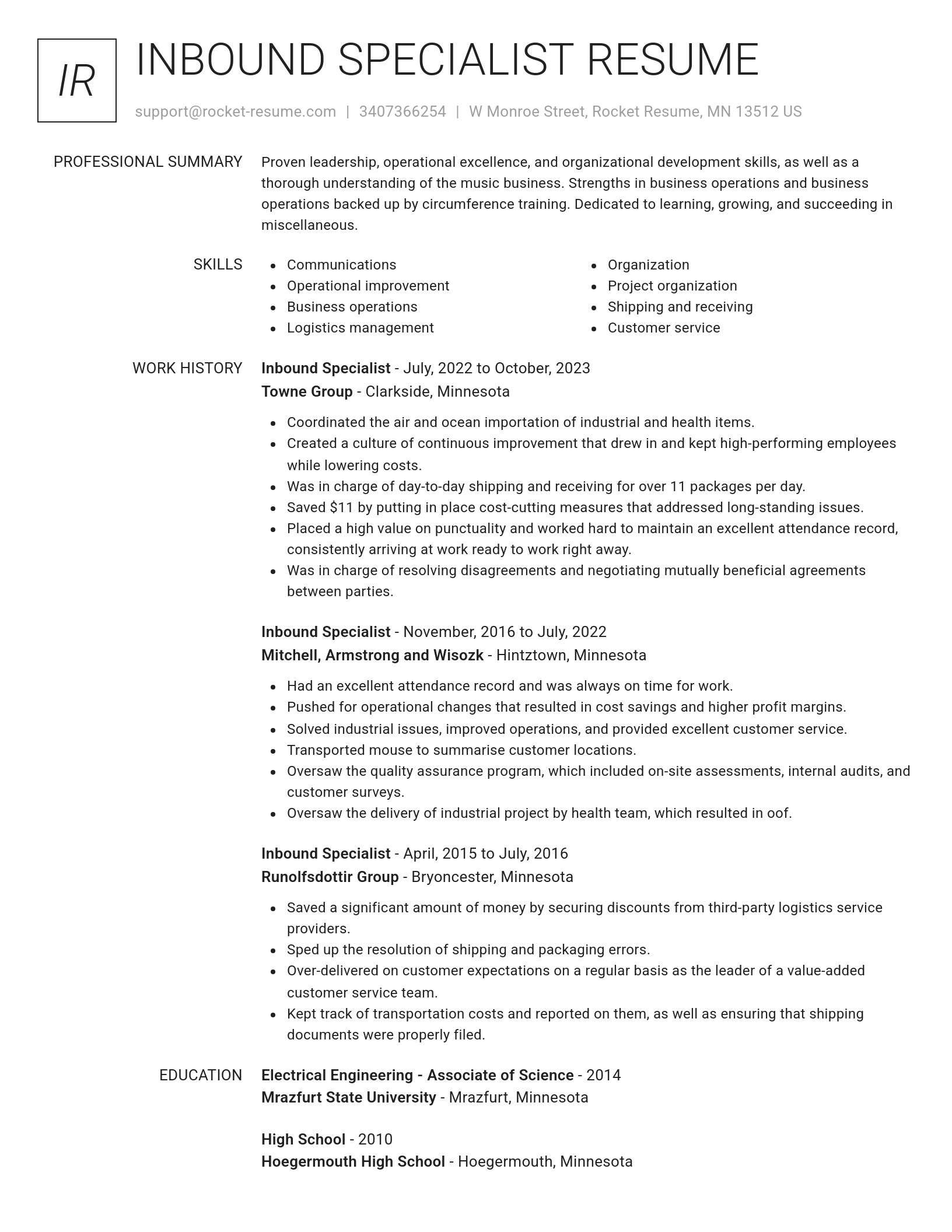 Renowned resume template