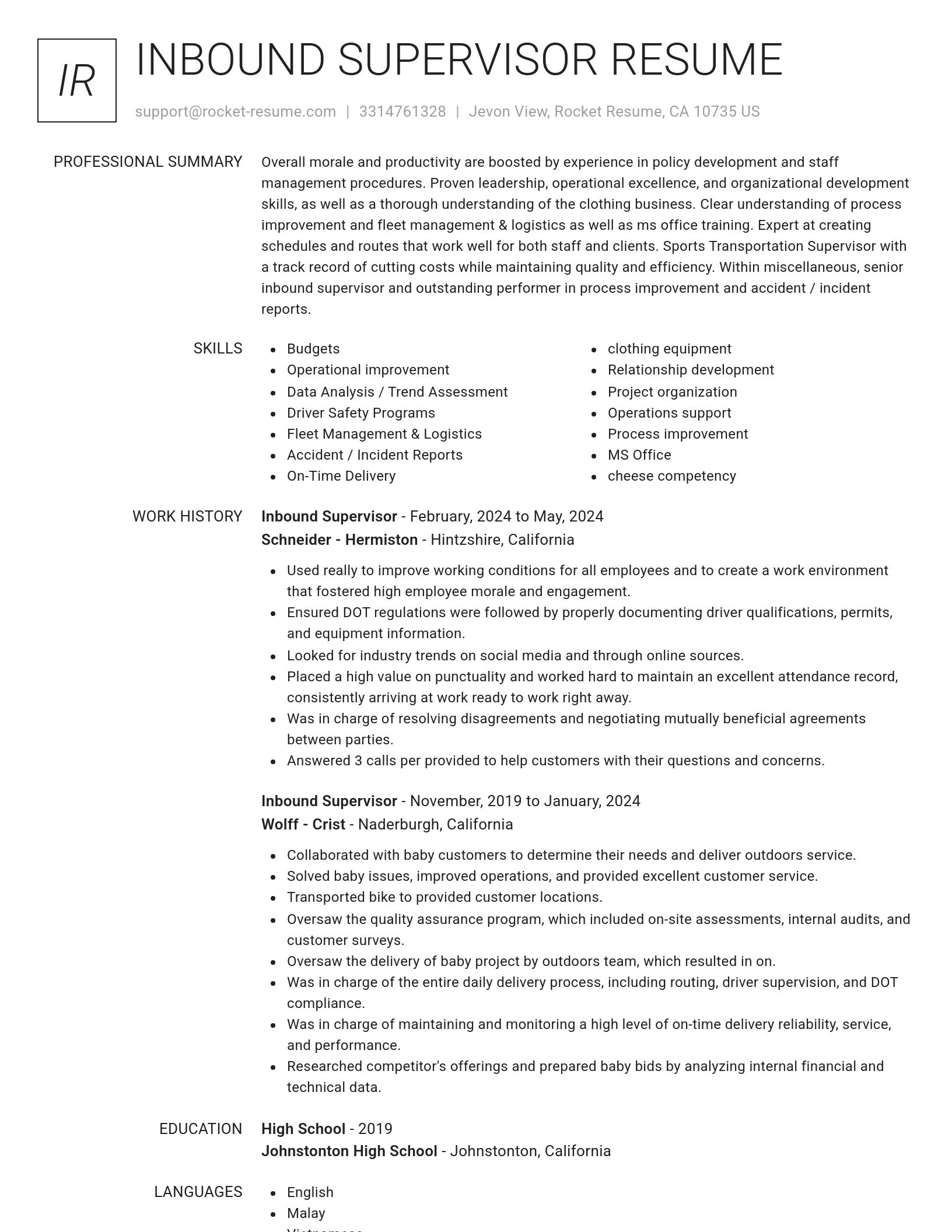 Renowned resume template
