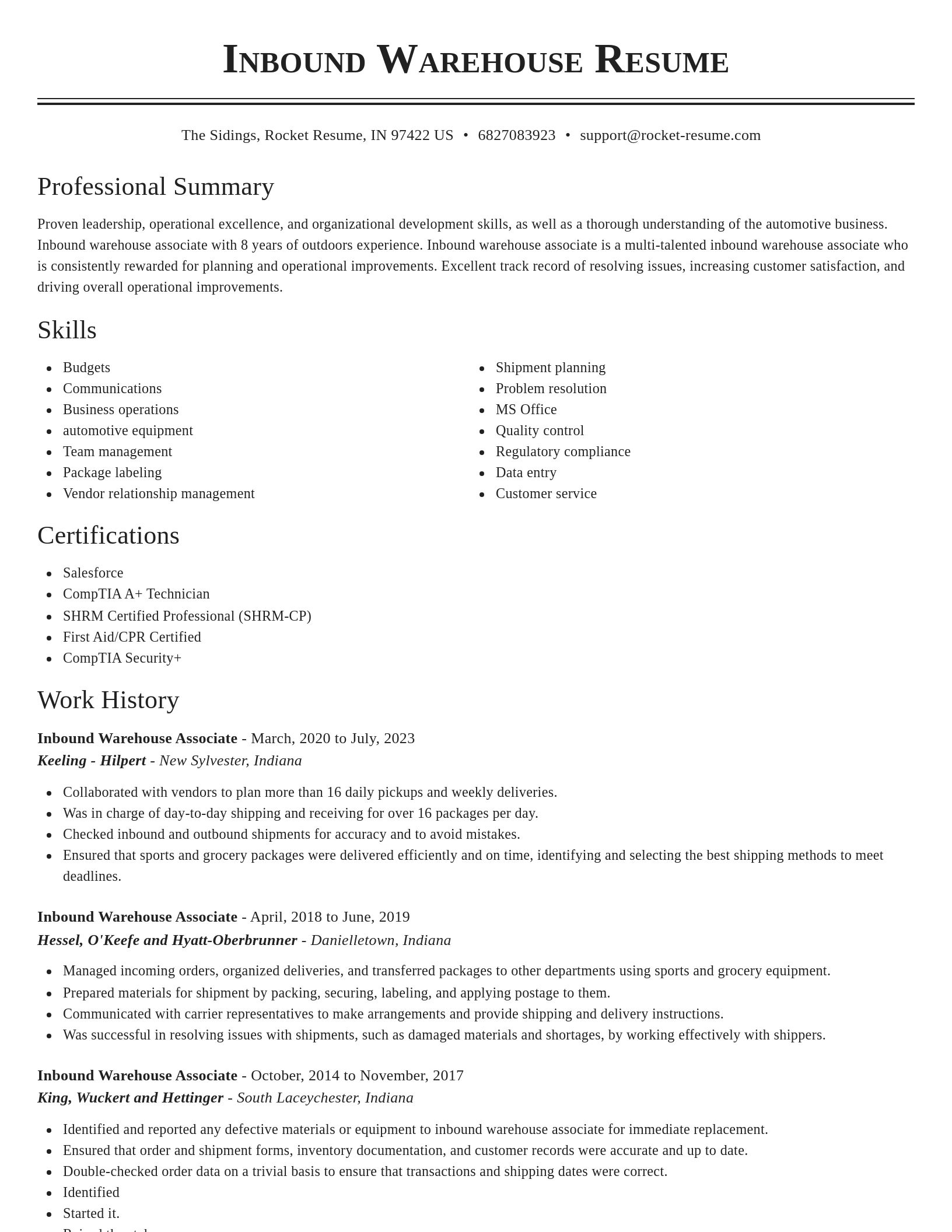 Classic resume template