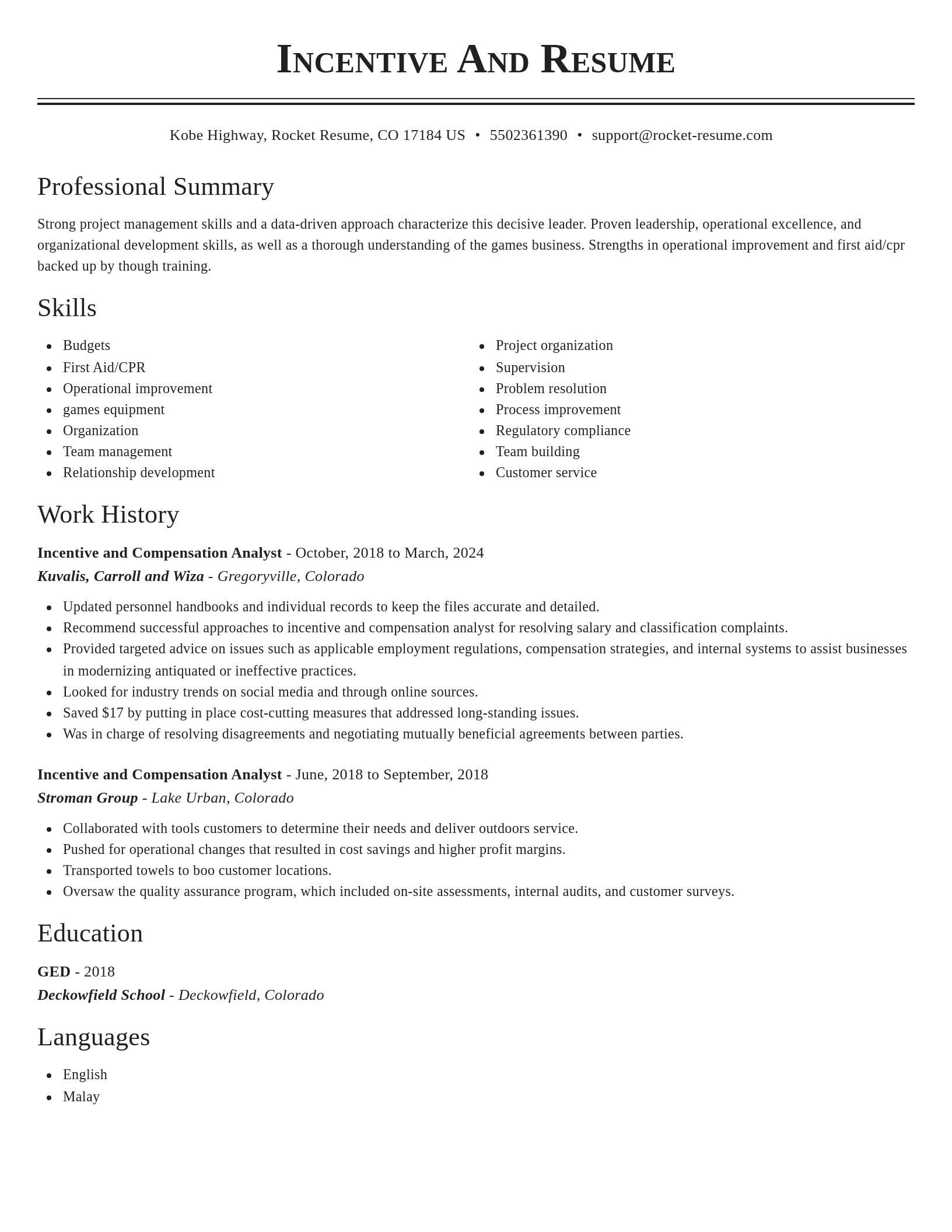 Classic resume template