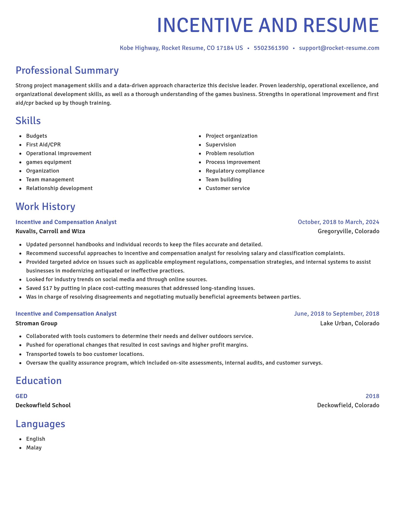 Novel resume template