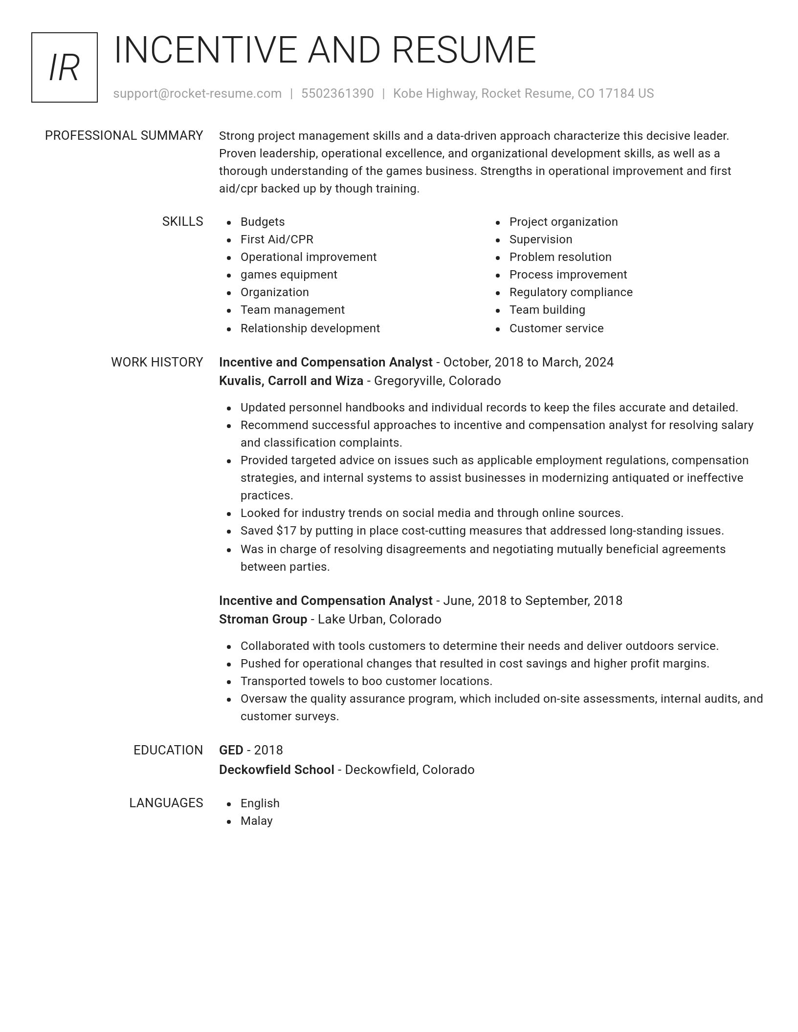 Renowned resume template