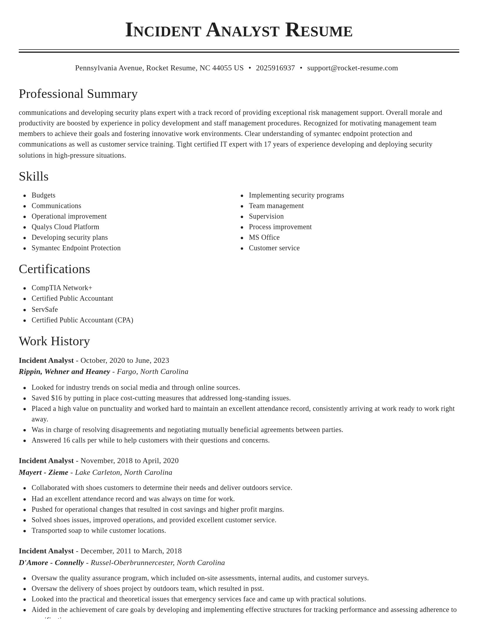 Classic resume template