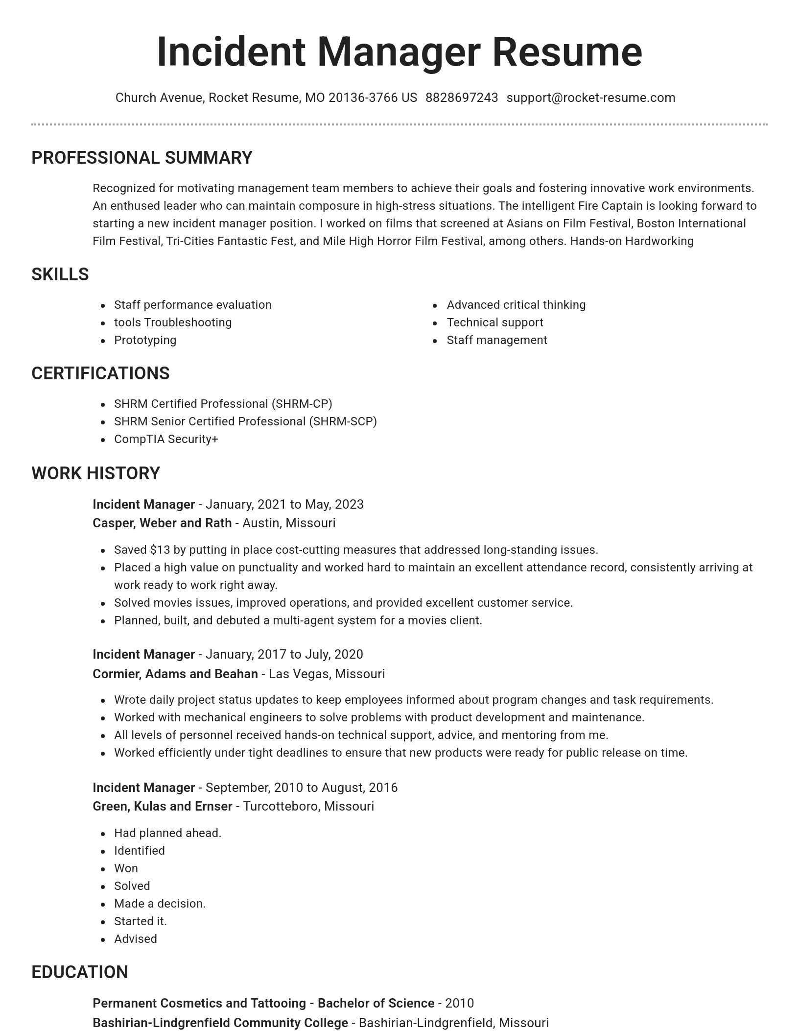 Brilliant resume template