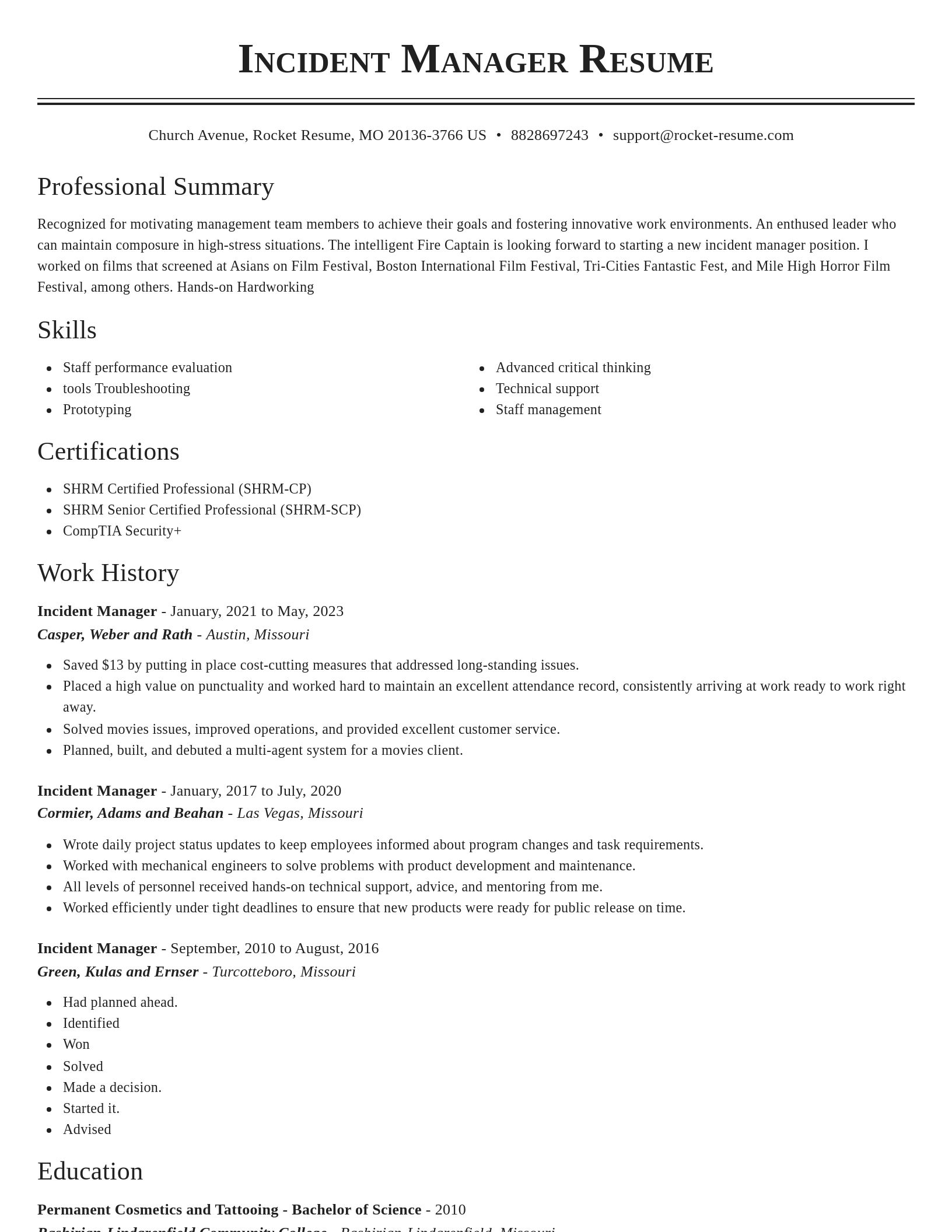 Classic resume template