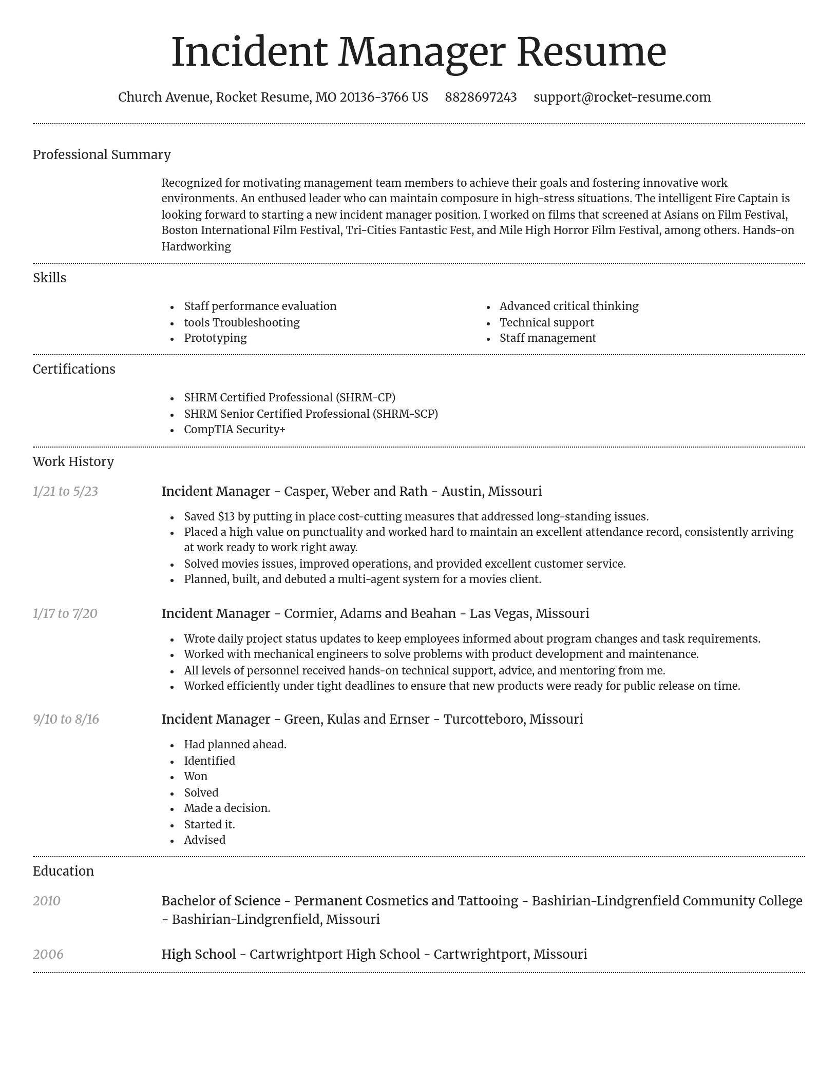 Dignified resume template