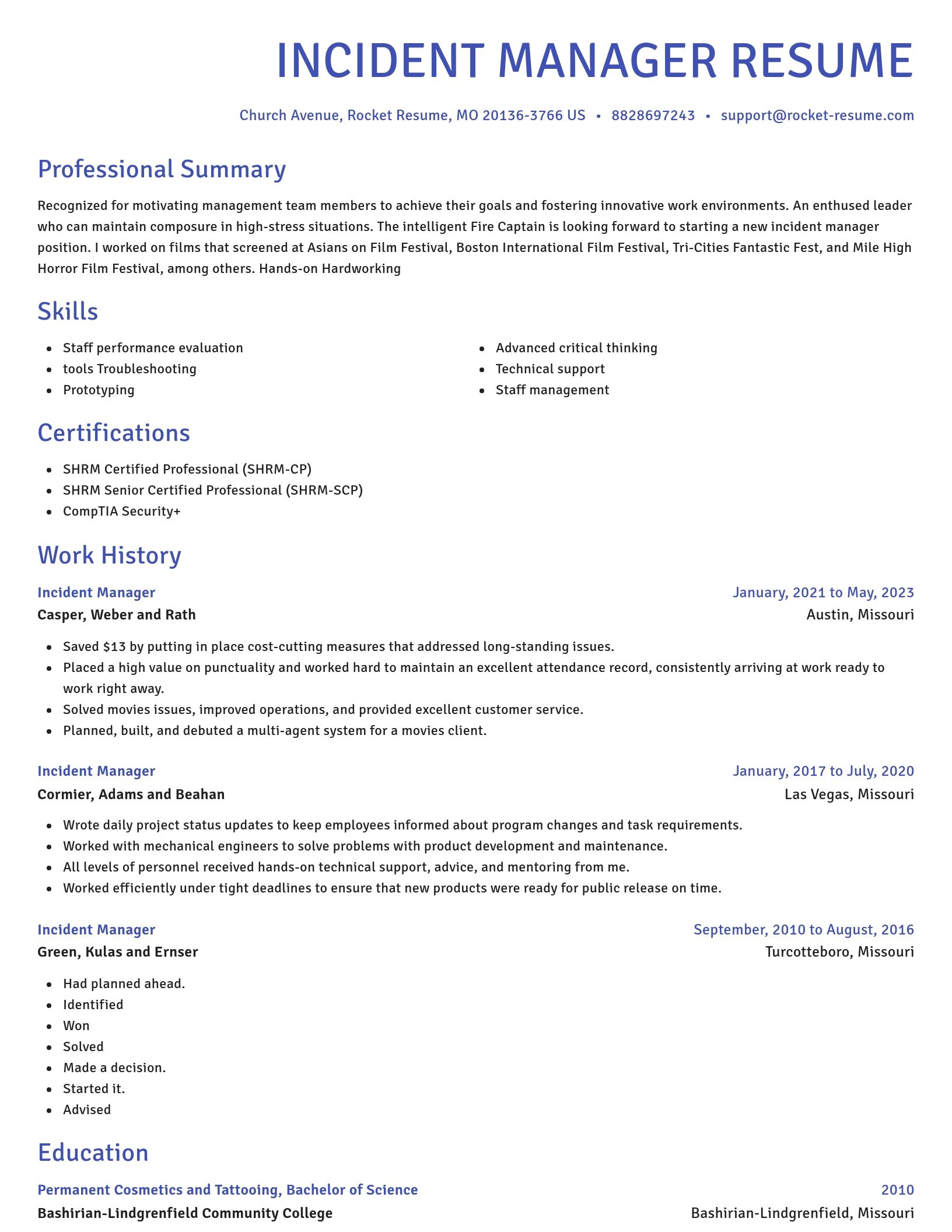 Novel resume template