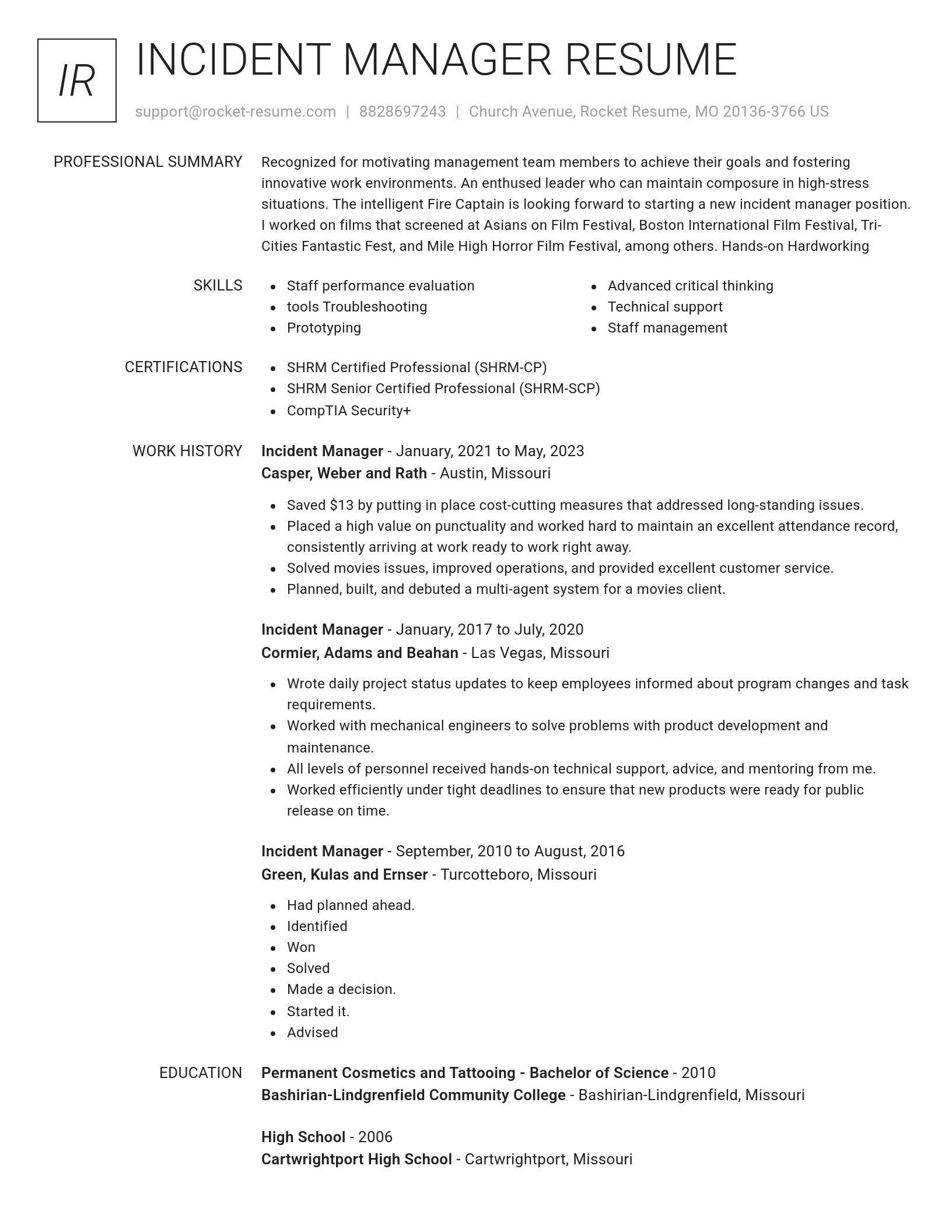 Renowned resume template