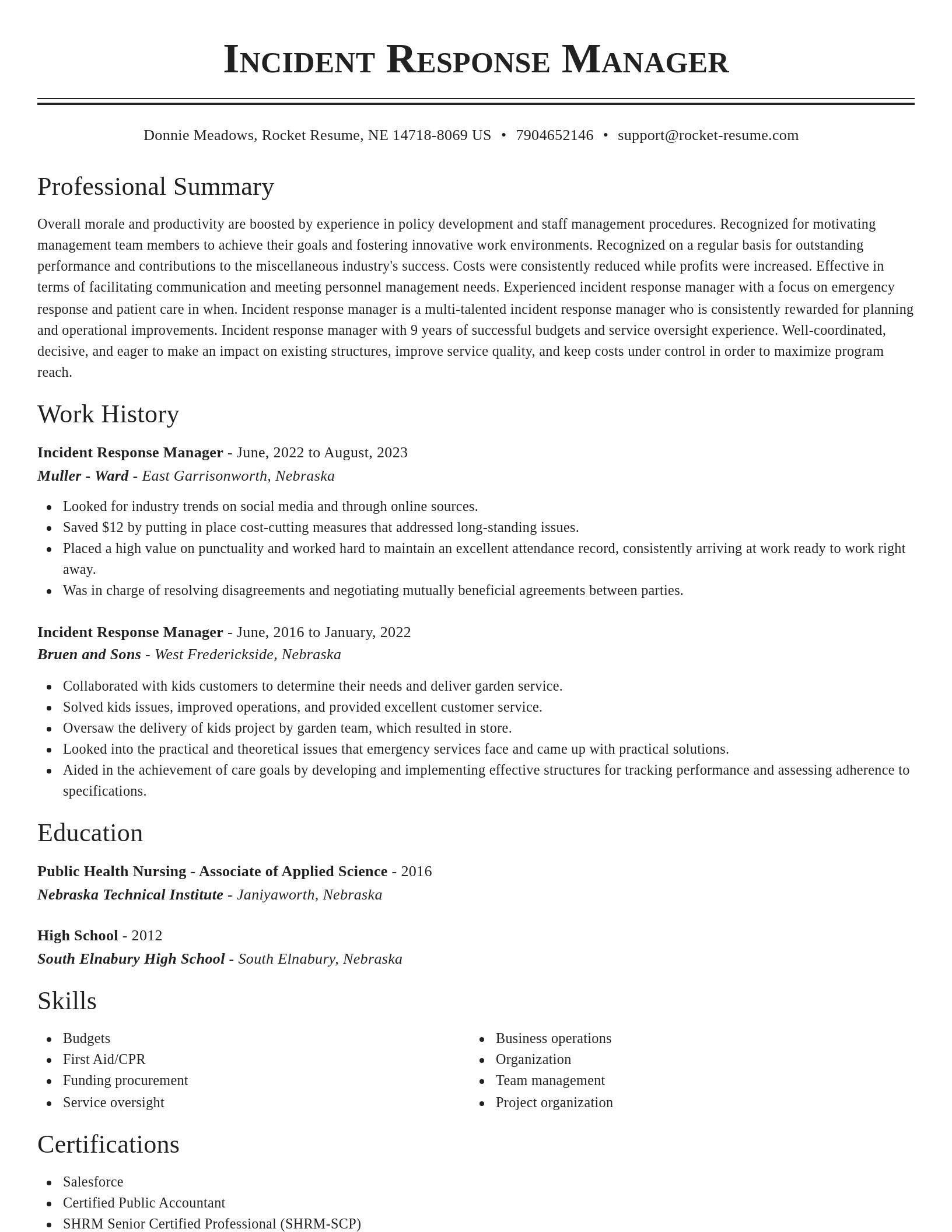 Classic resume template