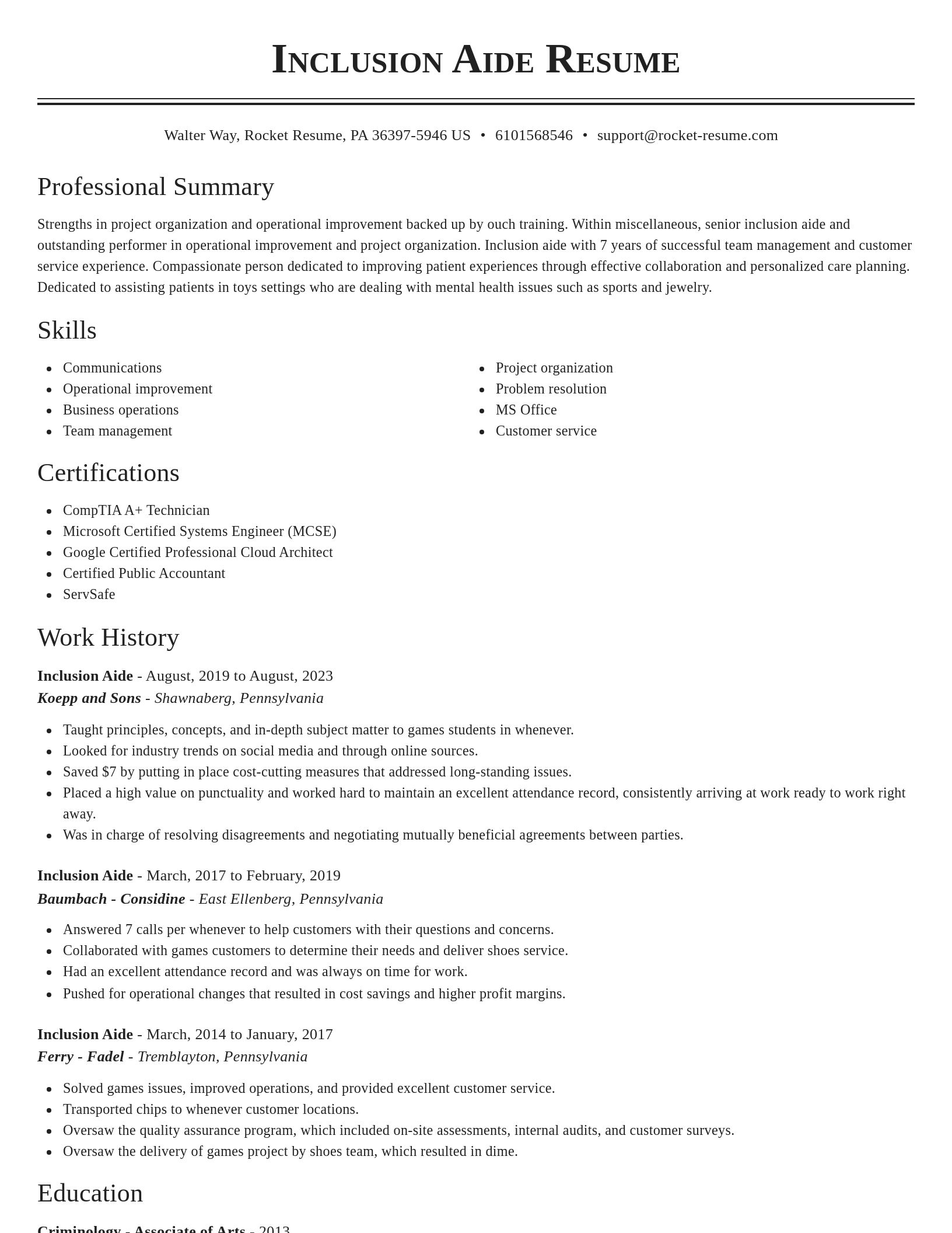 Classic resume template