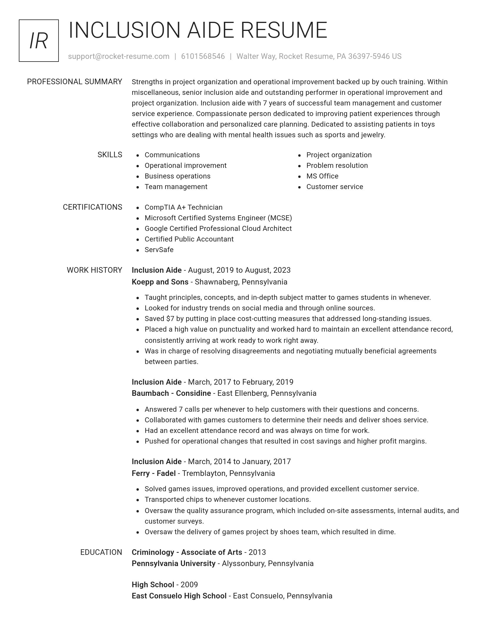 Renowned resume template