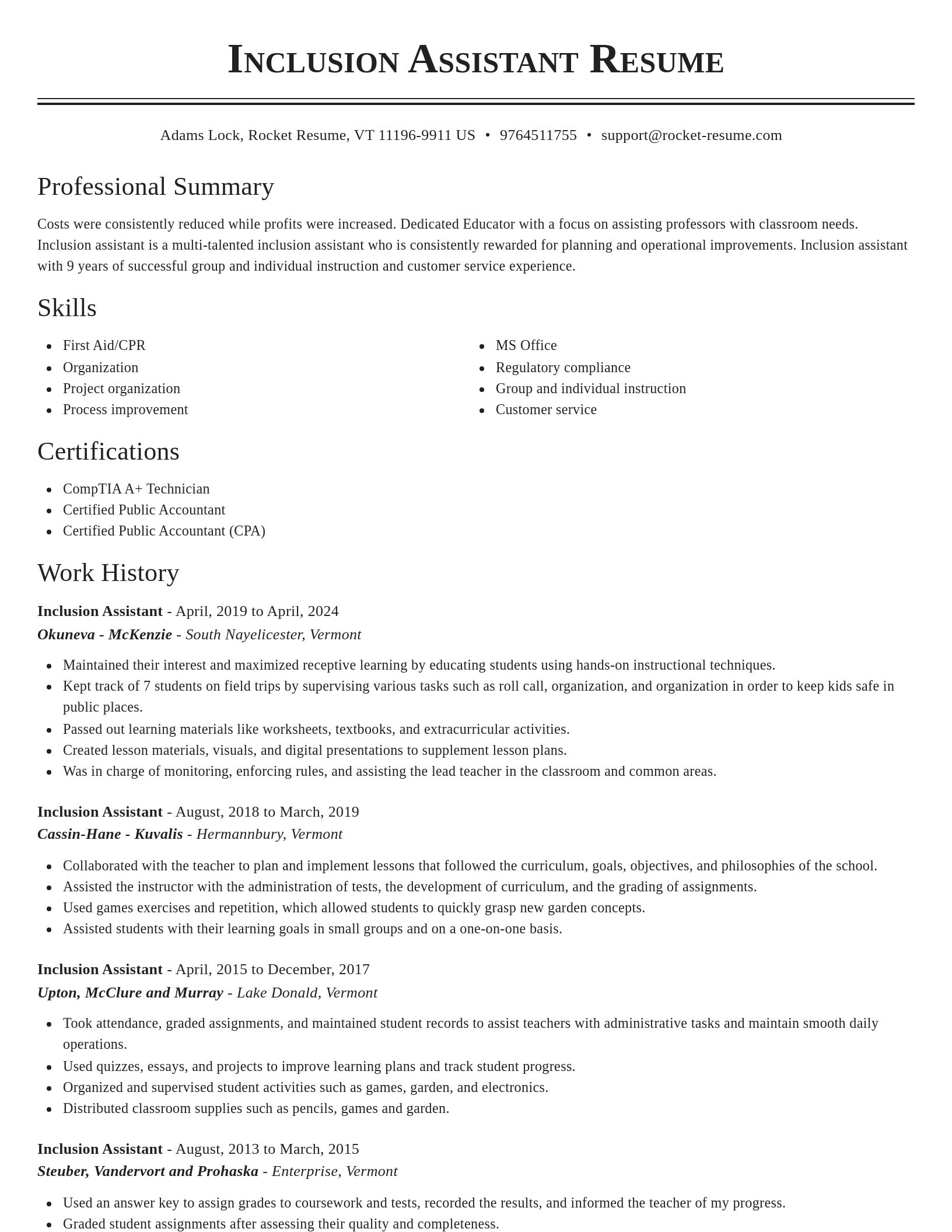 Classic resume template