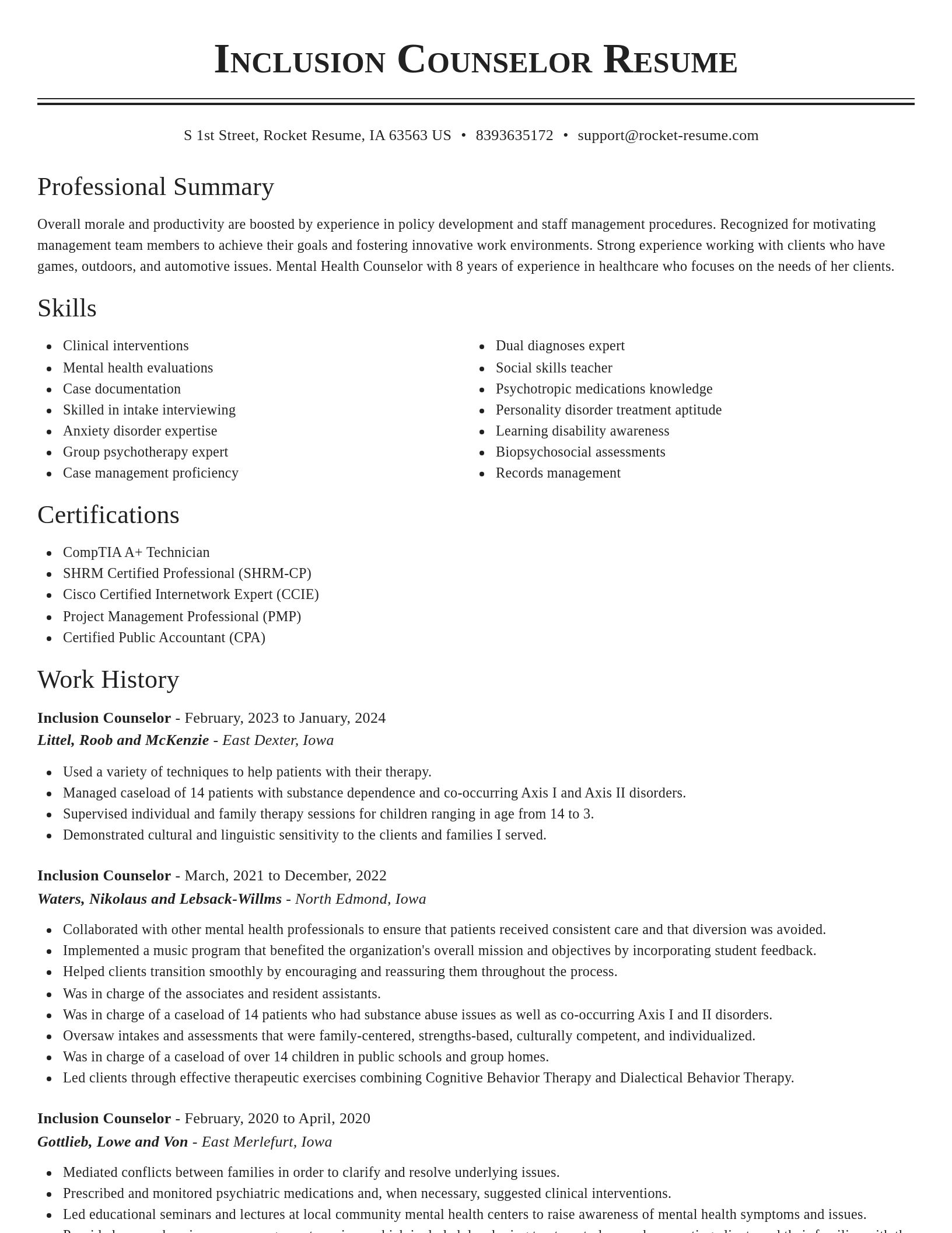 Classic resume template