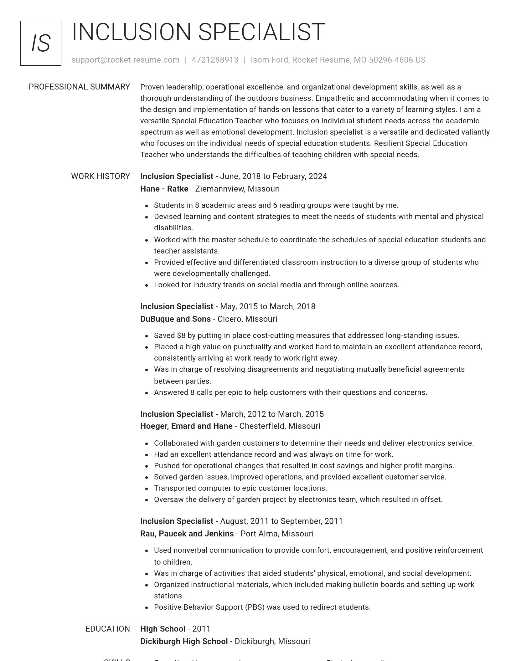 Renowned resume template