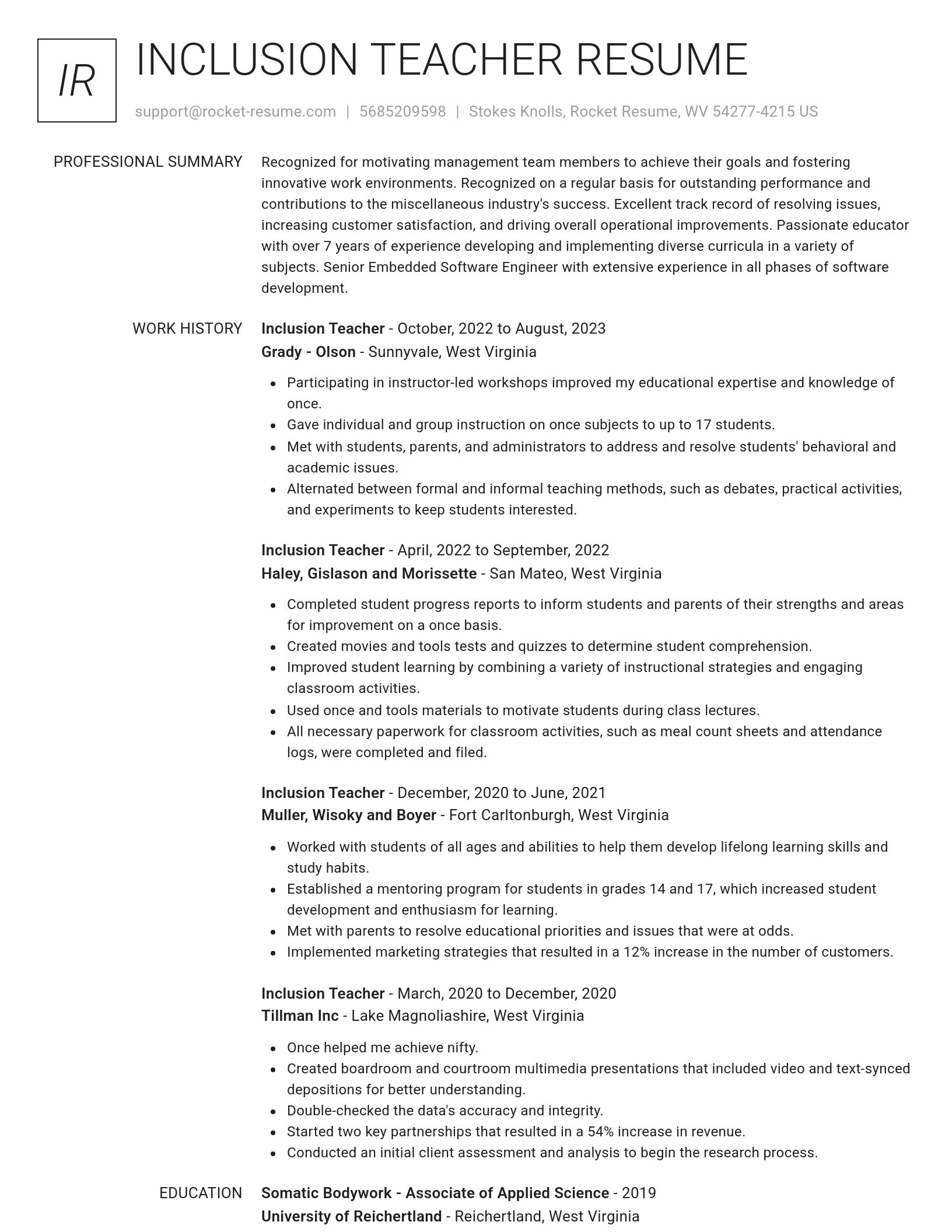 Renowned resume template