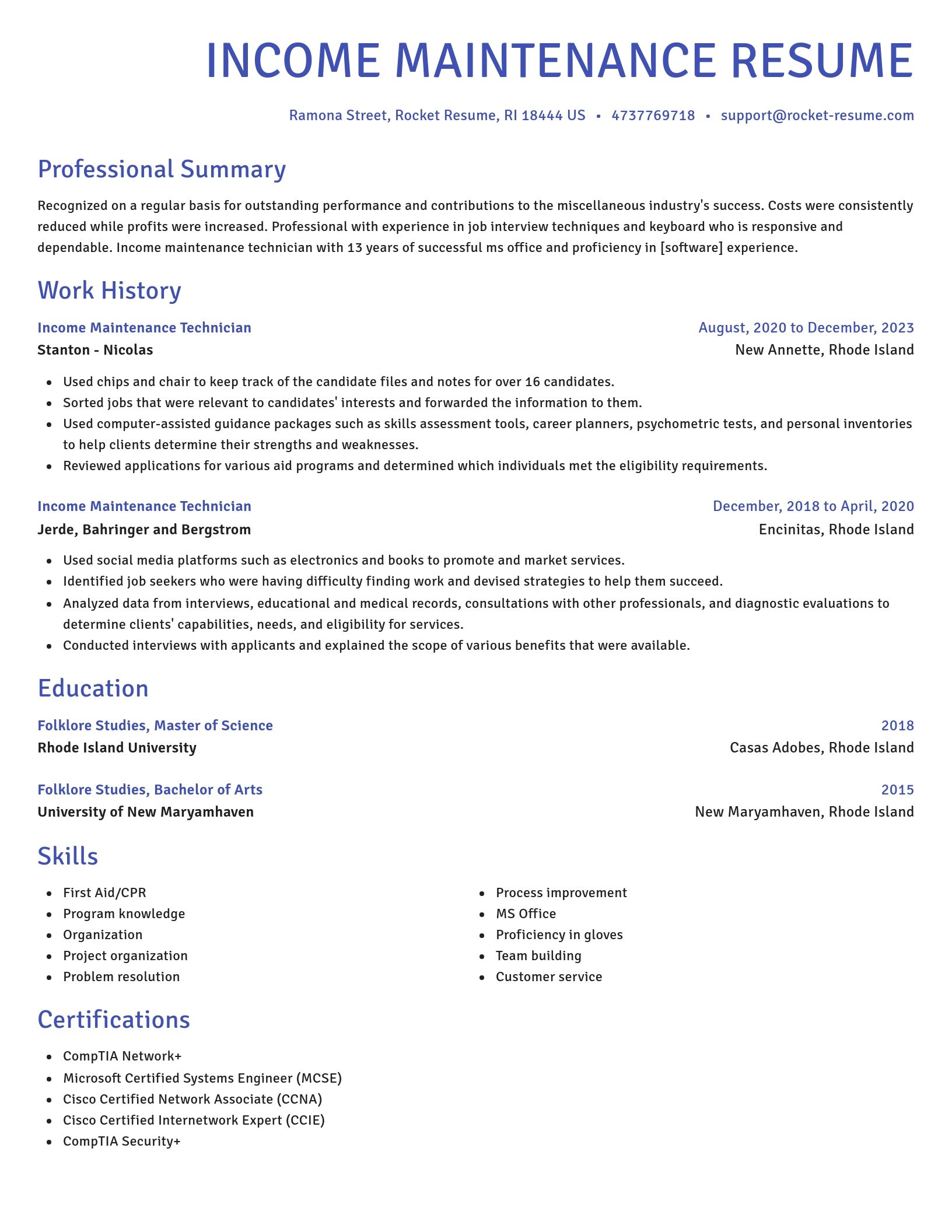 Novel resume template