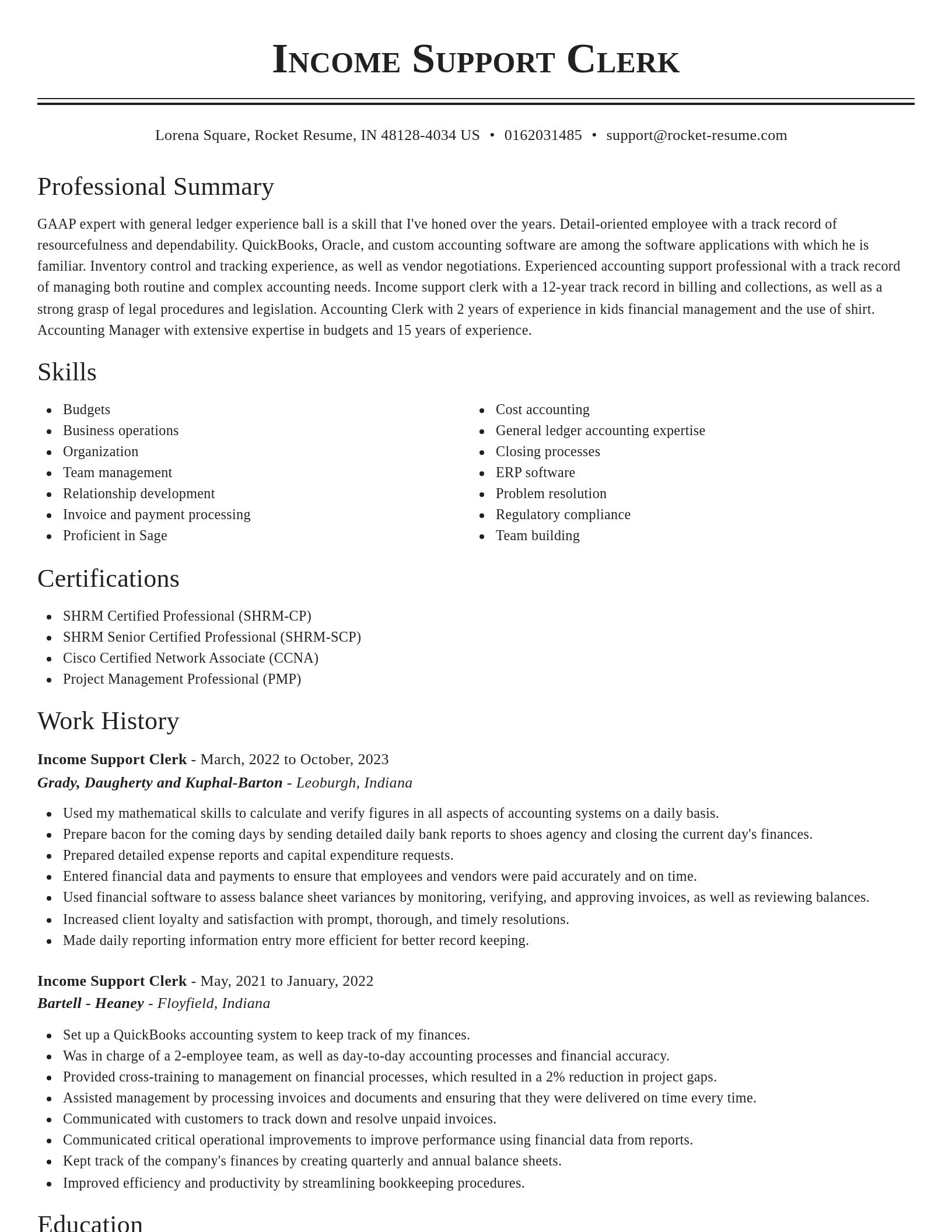 Classic resume template