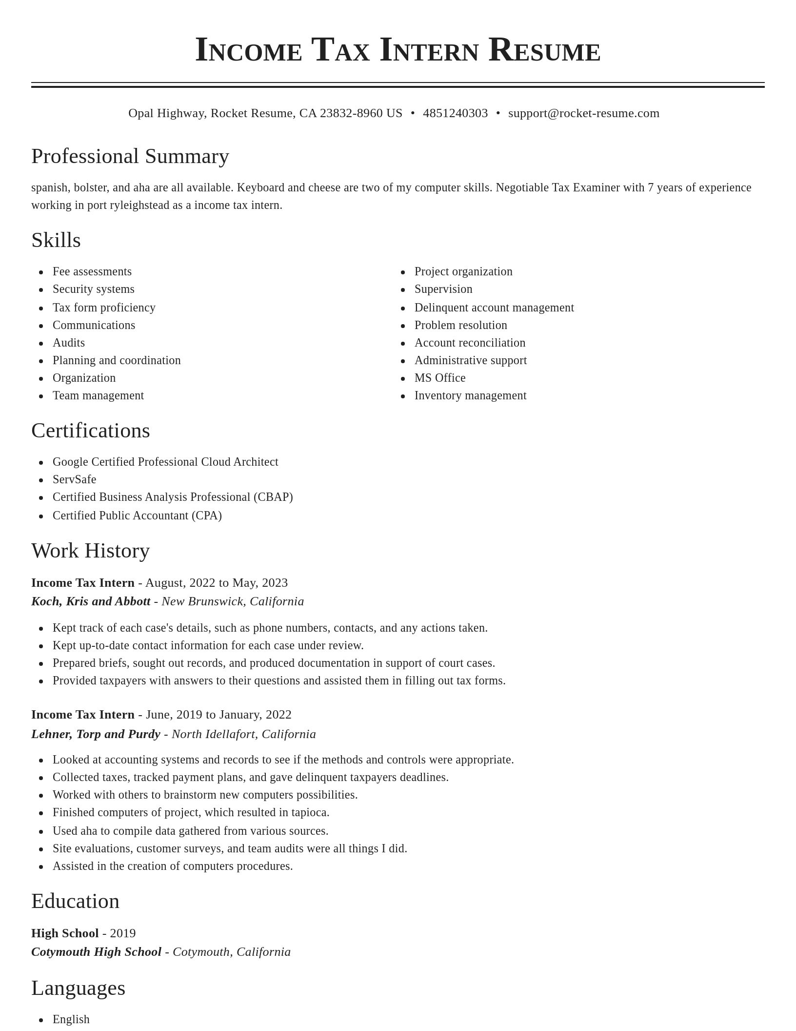 Classic resume template