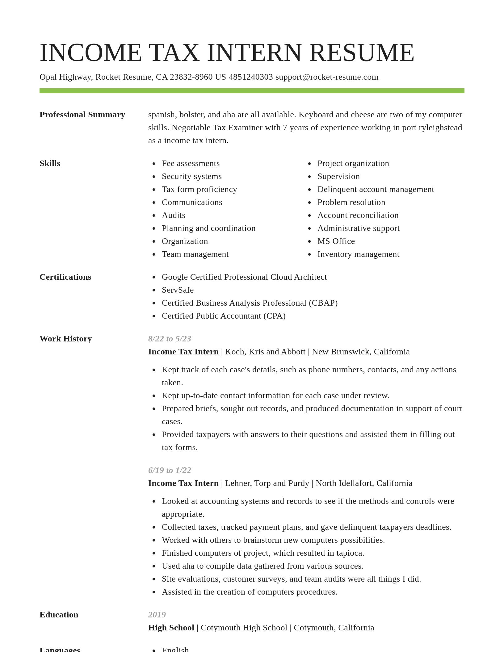 Smart resume template