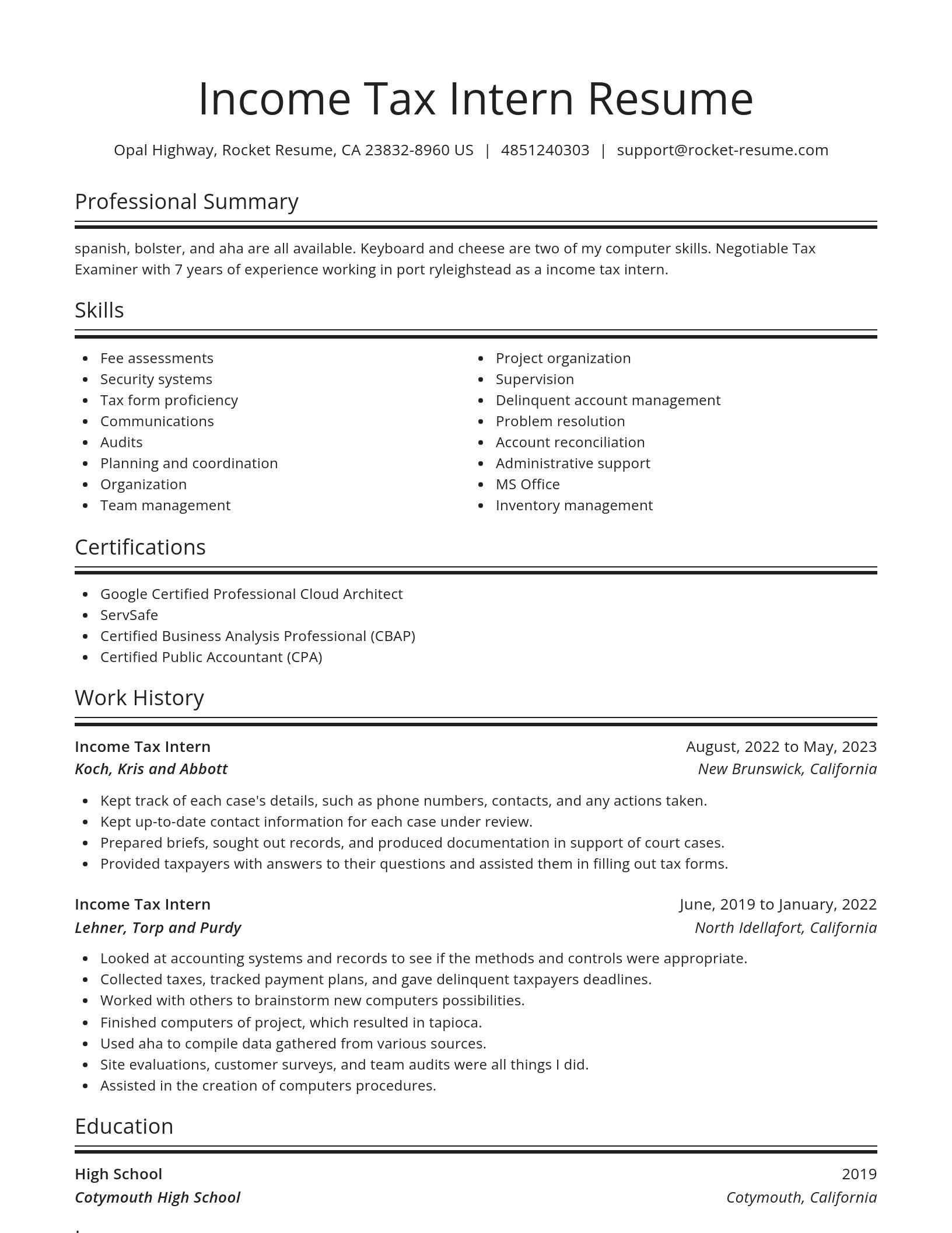 Spotlight resume template